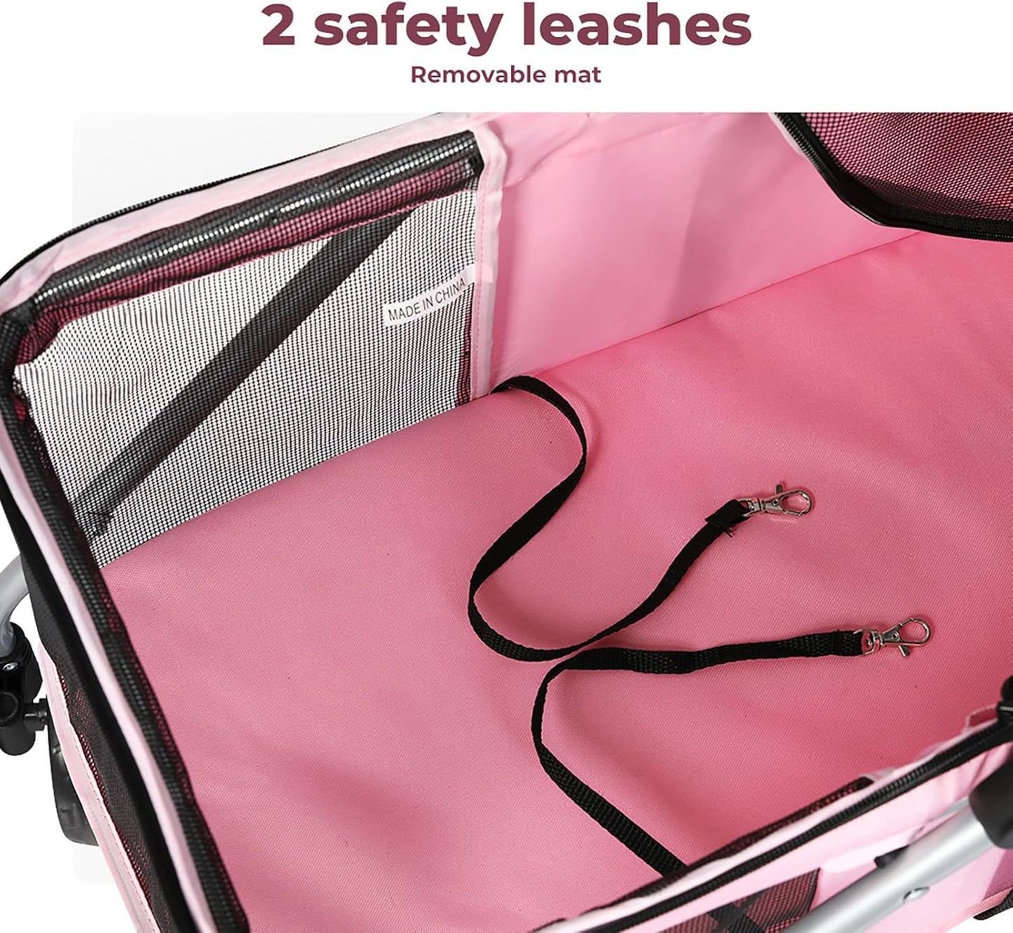 PaWz 4 Wheels Foldable Pet Stroller Dog Cat Travel Carrier Large Pink