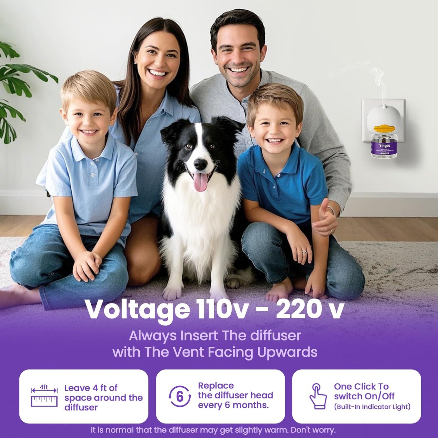 Dog Calming Diffuser, 6 in 1 Puppy Pheromones Calming Diffuse, 2 Diffuser 4 Refill(48ml)