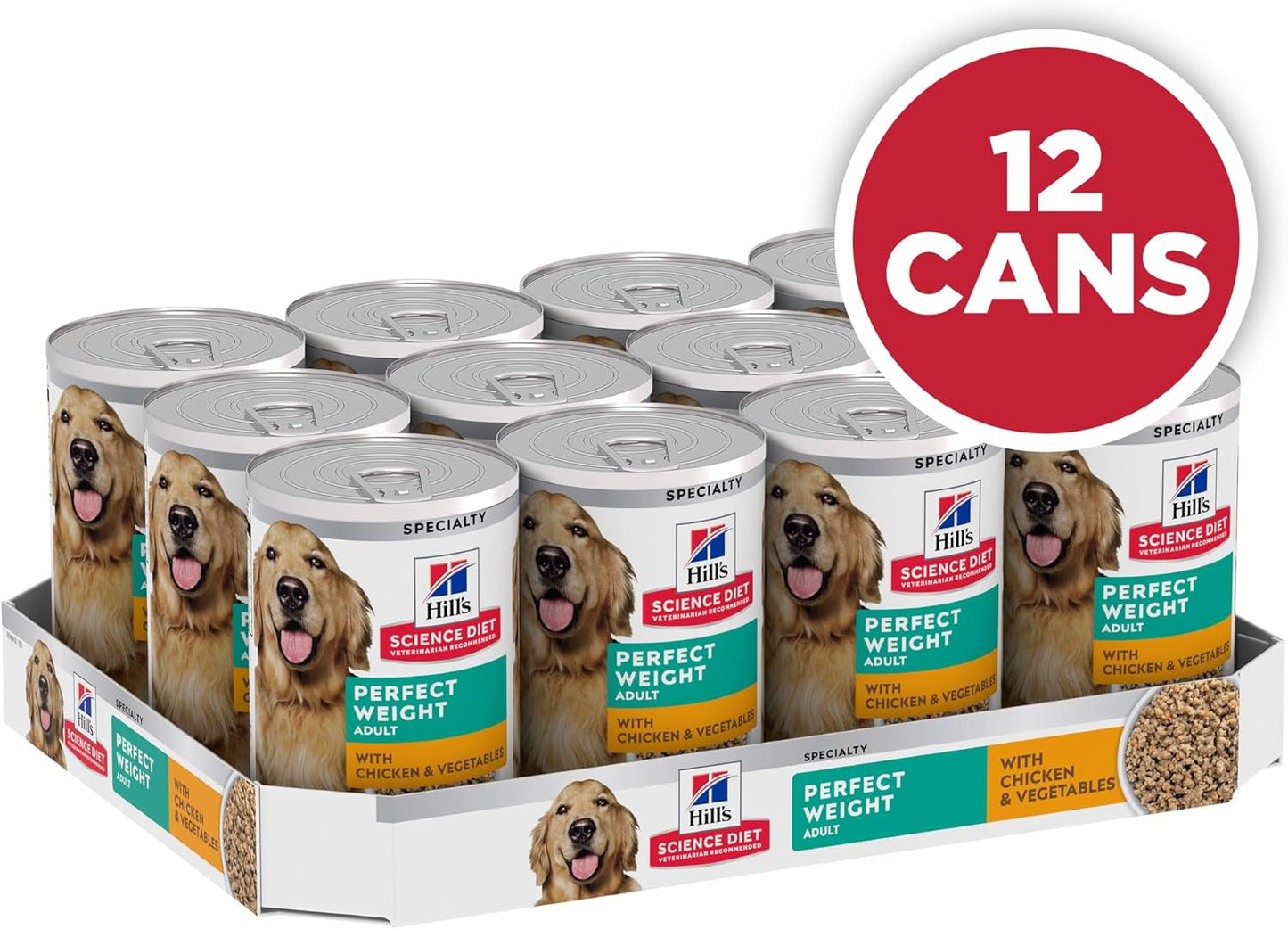 Hill's Science Diet Adult Perfect Weight with Chicken & Vegetables Wet Dog Food, 363g Cans, 12 Pack