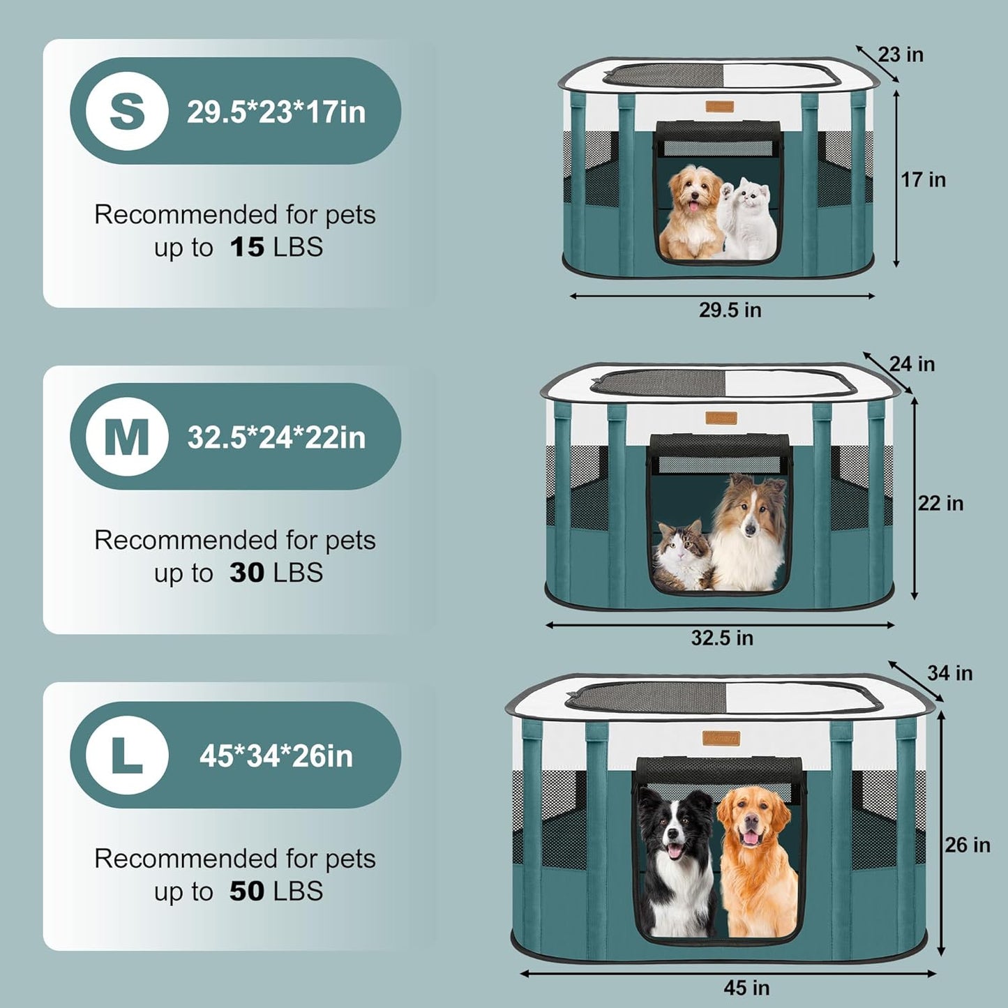Dog Playpen - Foldable Cat Play Pens for Pubby,Kitten, Rabbit,Portable Pet Tent with Carring Bag for Indoor/Outdoor Travel Camping (Blue-Small)