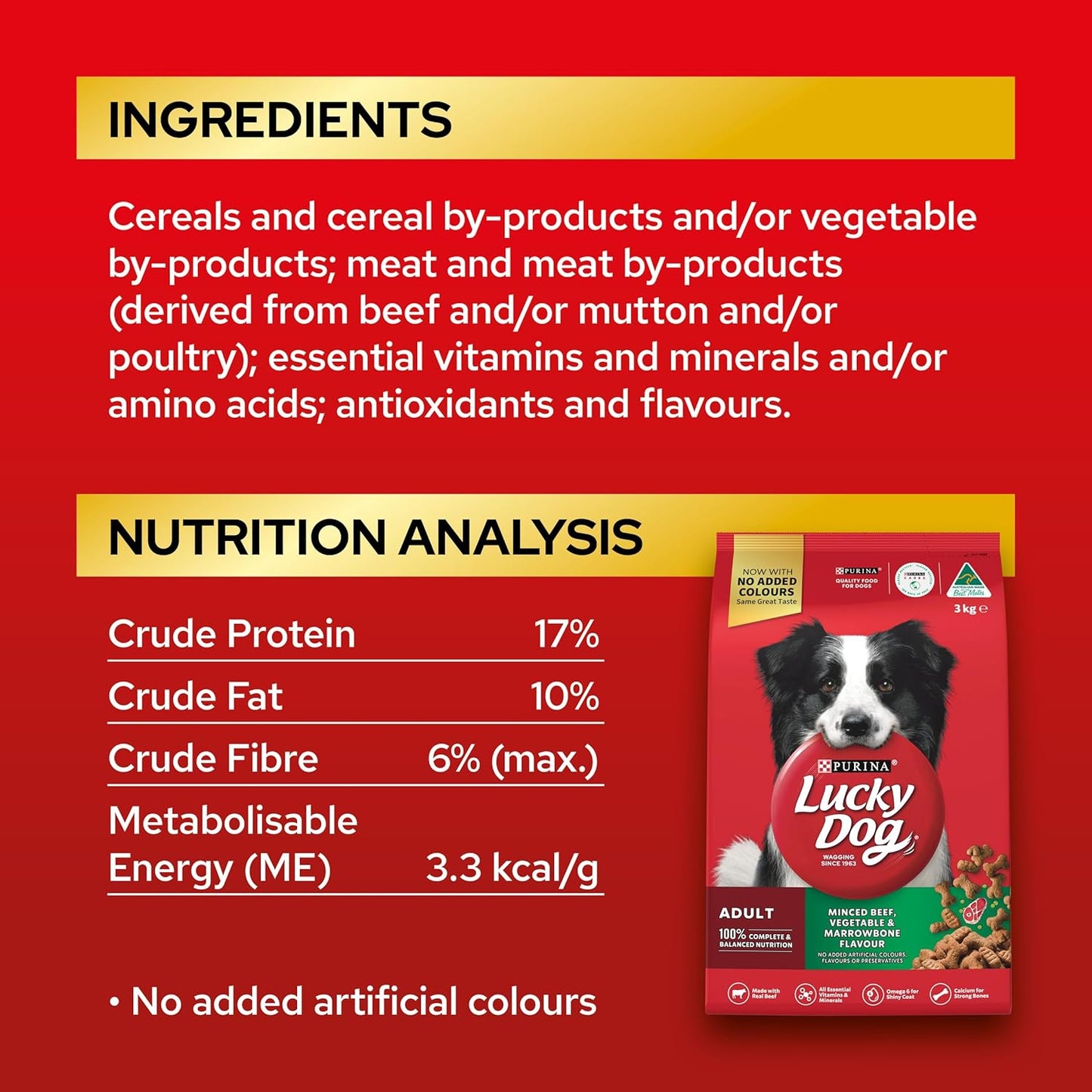 LUCKY DOG Adult Dry Dog Food Minced Beef Vegetable and Marrowbone 8kg