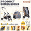Pet Stroller for Small Dogs Cats, 6 Shock Absorption System | One Touch FoldinDog Stroller with Detachable Carrier for Car Seat & Hand Carry, Gray