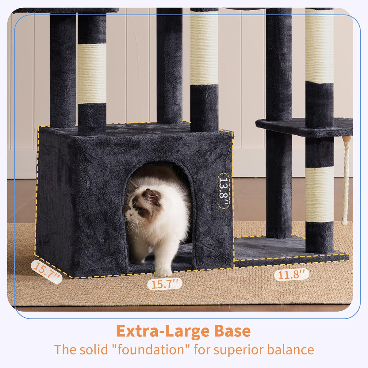 Heybly Heavy Duty Cat Tree with Large Base for Large Indoor Cats