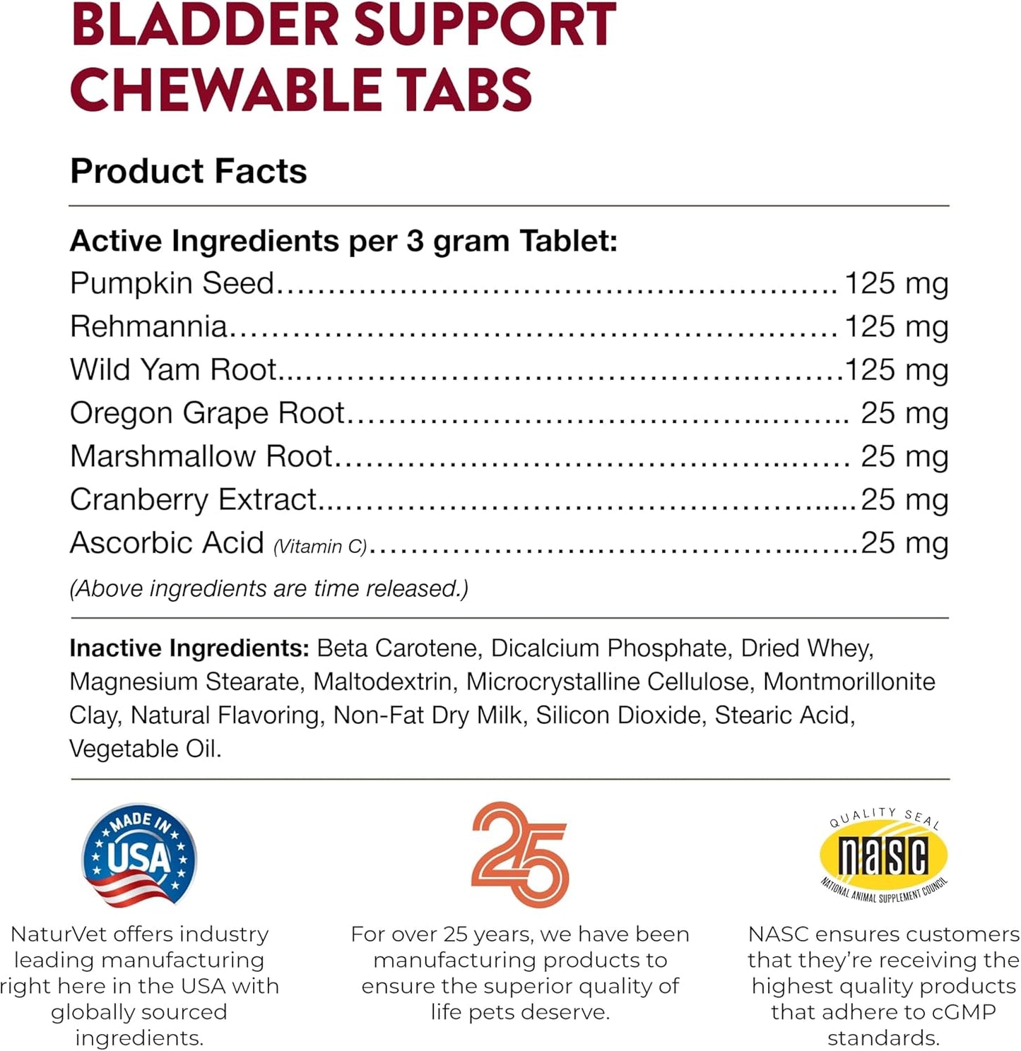 NaturVet Senior Dog Bladder Support Tablets, 60 Pills