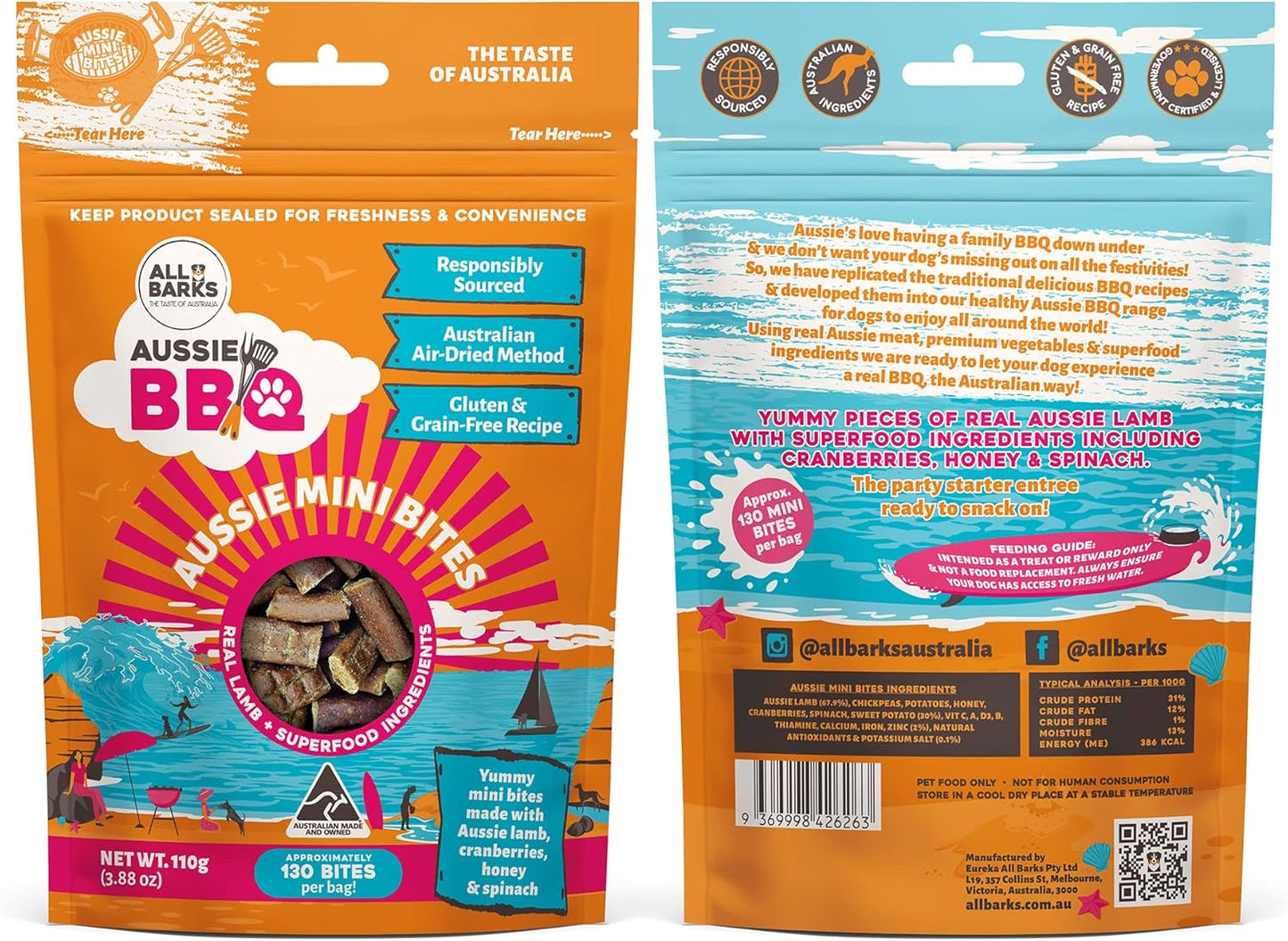 Aussie Mini Bites - 100% Aussie Lamb & Superfood Ingredients  - 110g