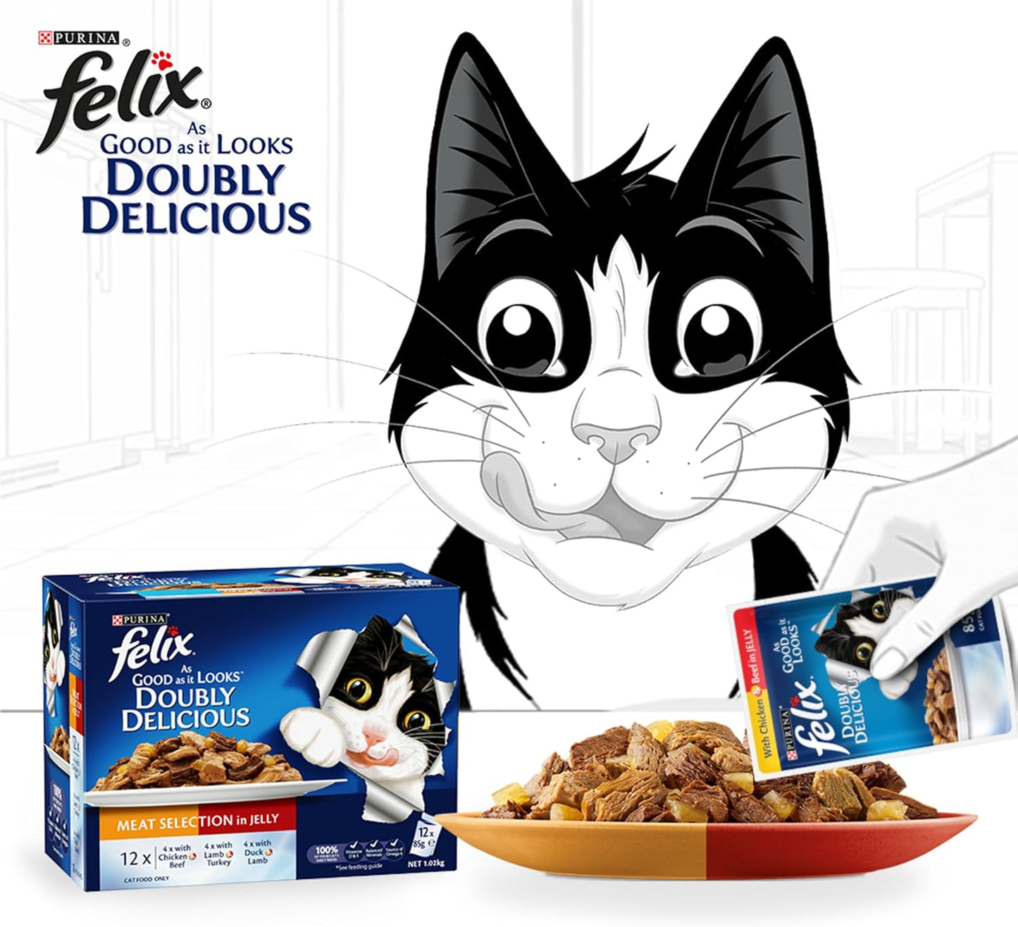 FELIX As Good As It Looks Adult Wet Cat Food Meat Selection 60x85g