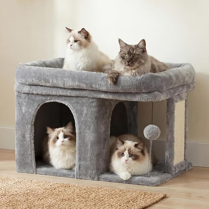 Heybly Cat Tree, 14 inch Cat Tower with Large Perch Bed and Cat Condo for Indoor