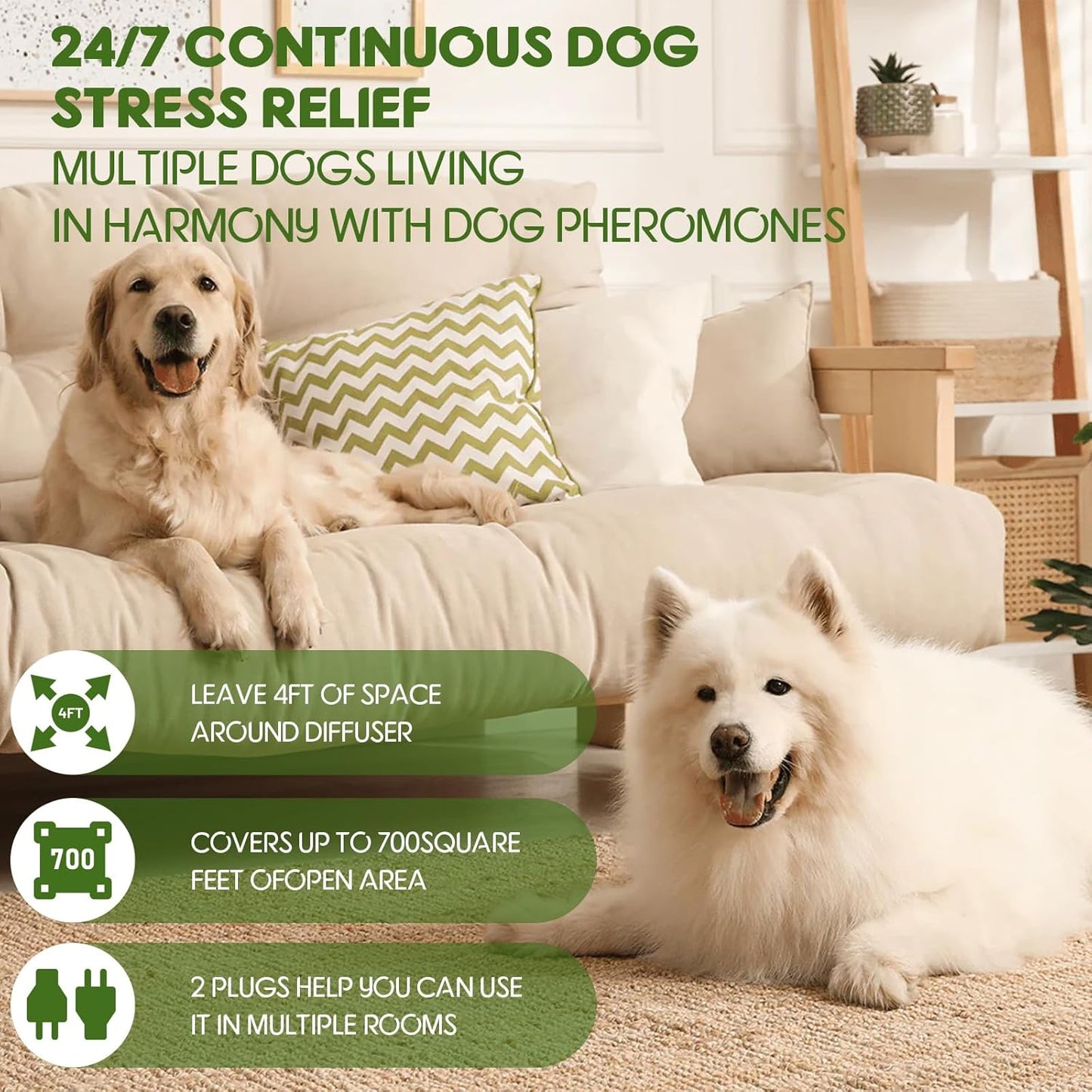 80S Pheromone Diffuser for Dogs, Dog Calming Pheromone Plug Diffuser, 30 Days
