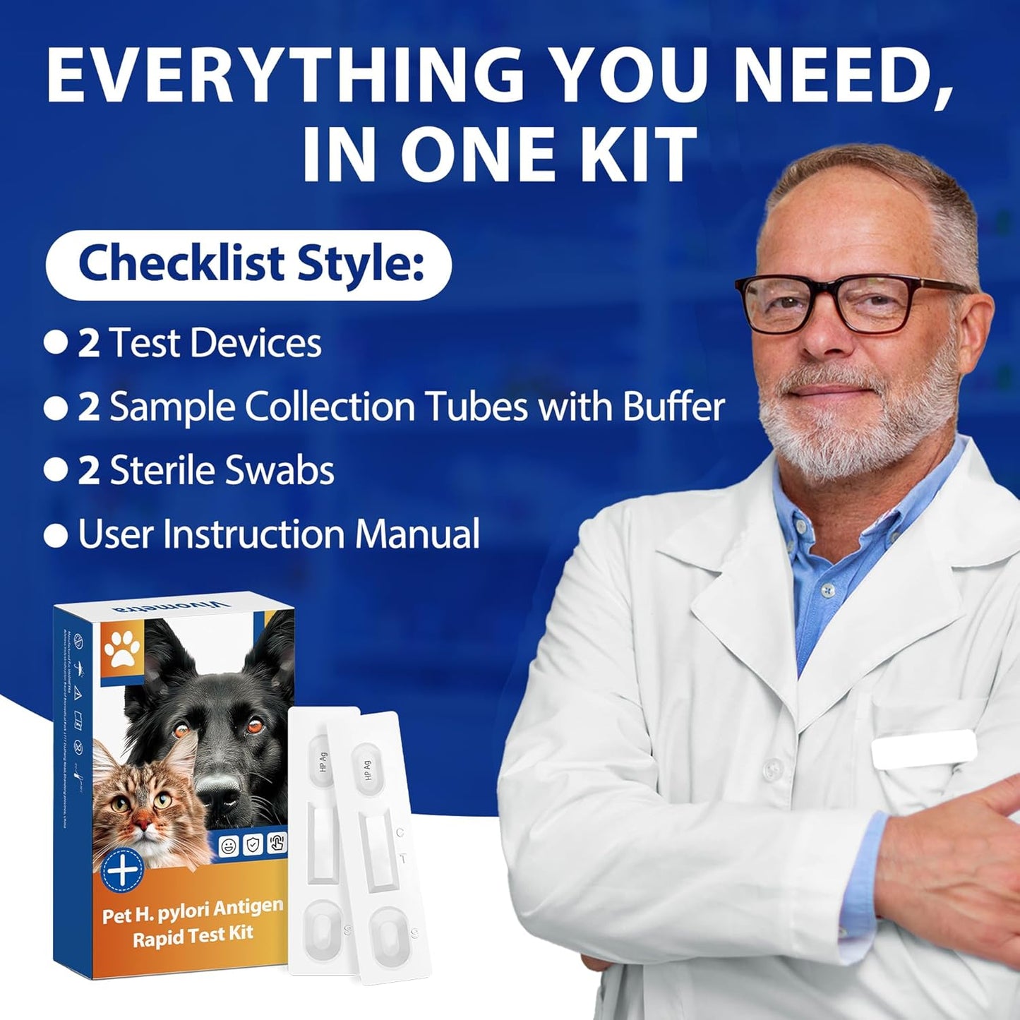 Pet H. Pylori Health Check Kit (2-Pack) – at-Home Testing for Dogs & Cats, Quick Results & Stress-Free Care