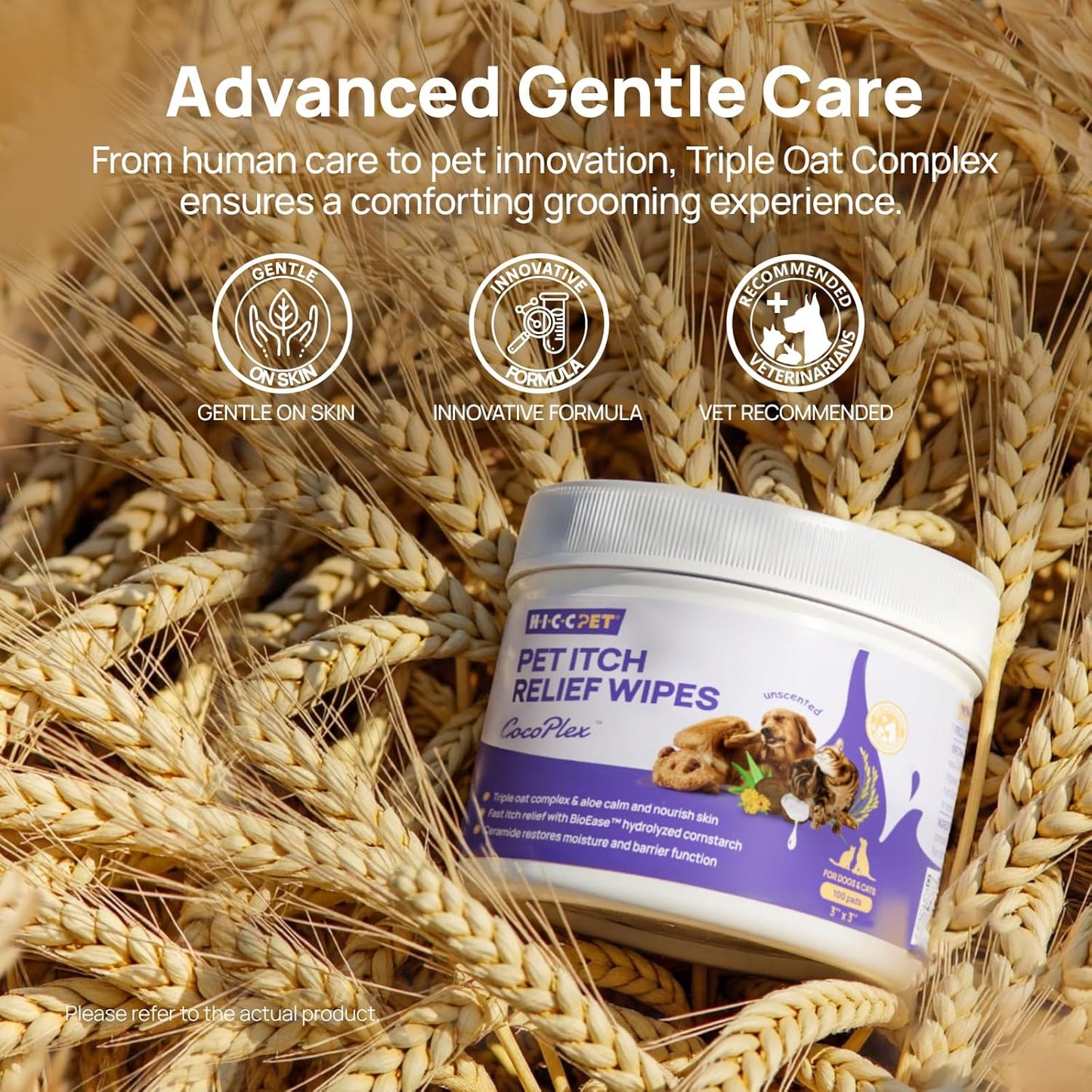 HICC PET Itch Relief Wipes for Dogs & Cats, Rapidly Relieves Itching- 100 Count-Made In USA