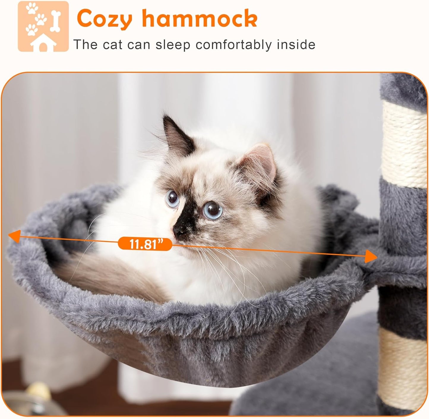 Heybly Cat Tree with Large Platform, Multi-Level Cat Tower with 2 Caves