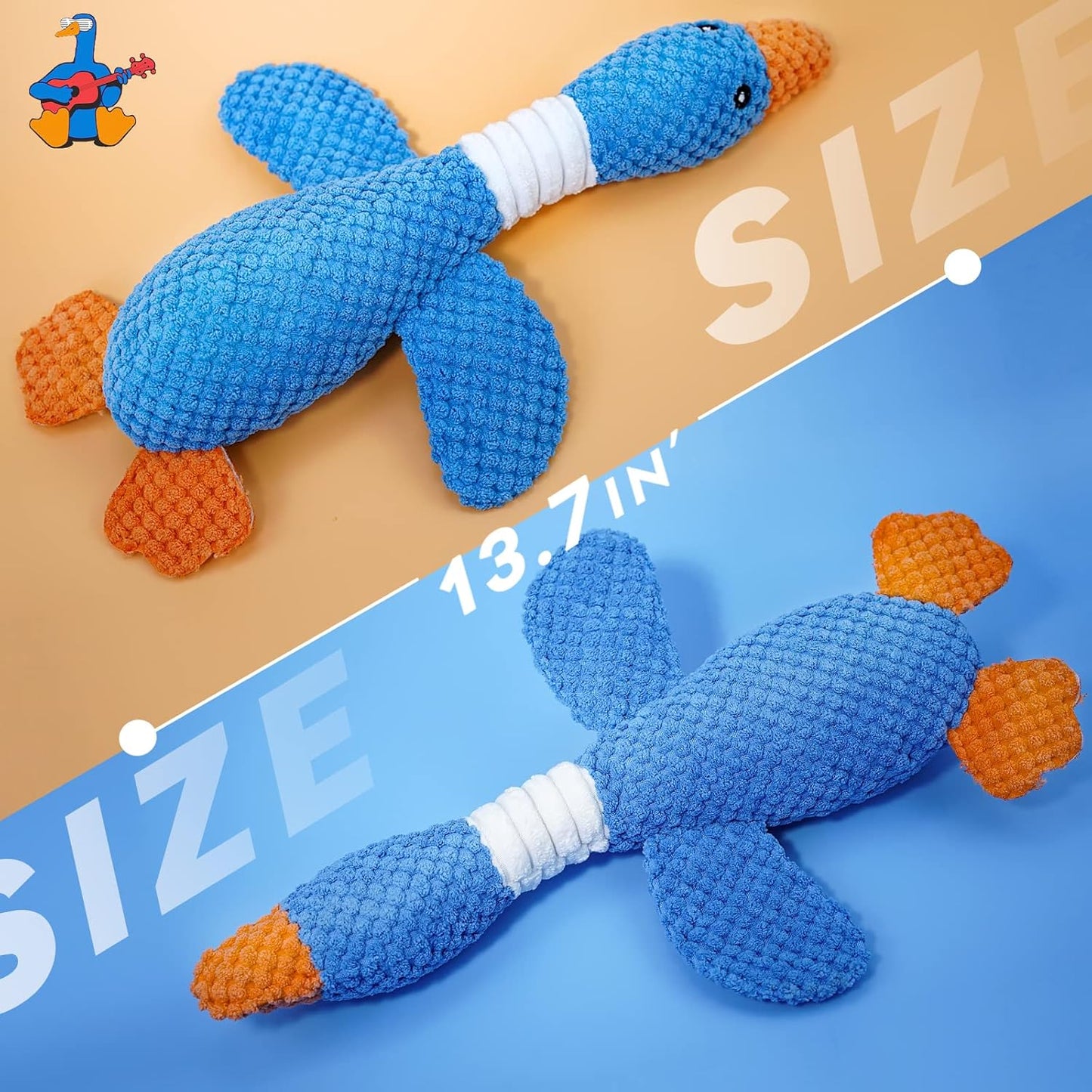 Vitscan Upgraded Goose Indestructible Dog Toys for Aggressive Chewers,Crinkle Squeaky Plush Dog Puppy Chew Toys for Teething, Duck
