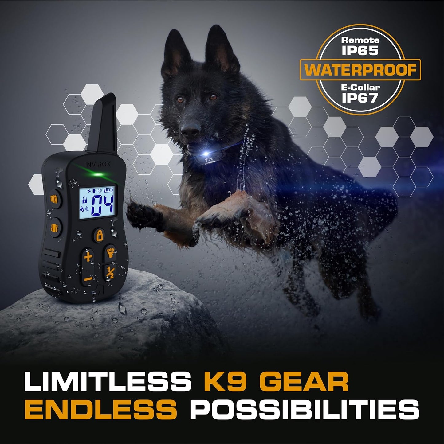 INVIROX Shock Collar for Dogs [Ultra K9] 124 Training Levels, 4 Powerful Modes with Night-Light