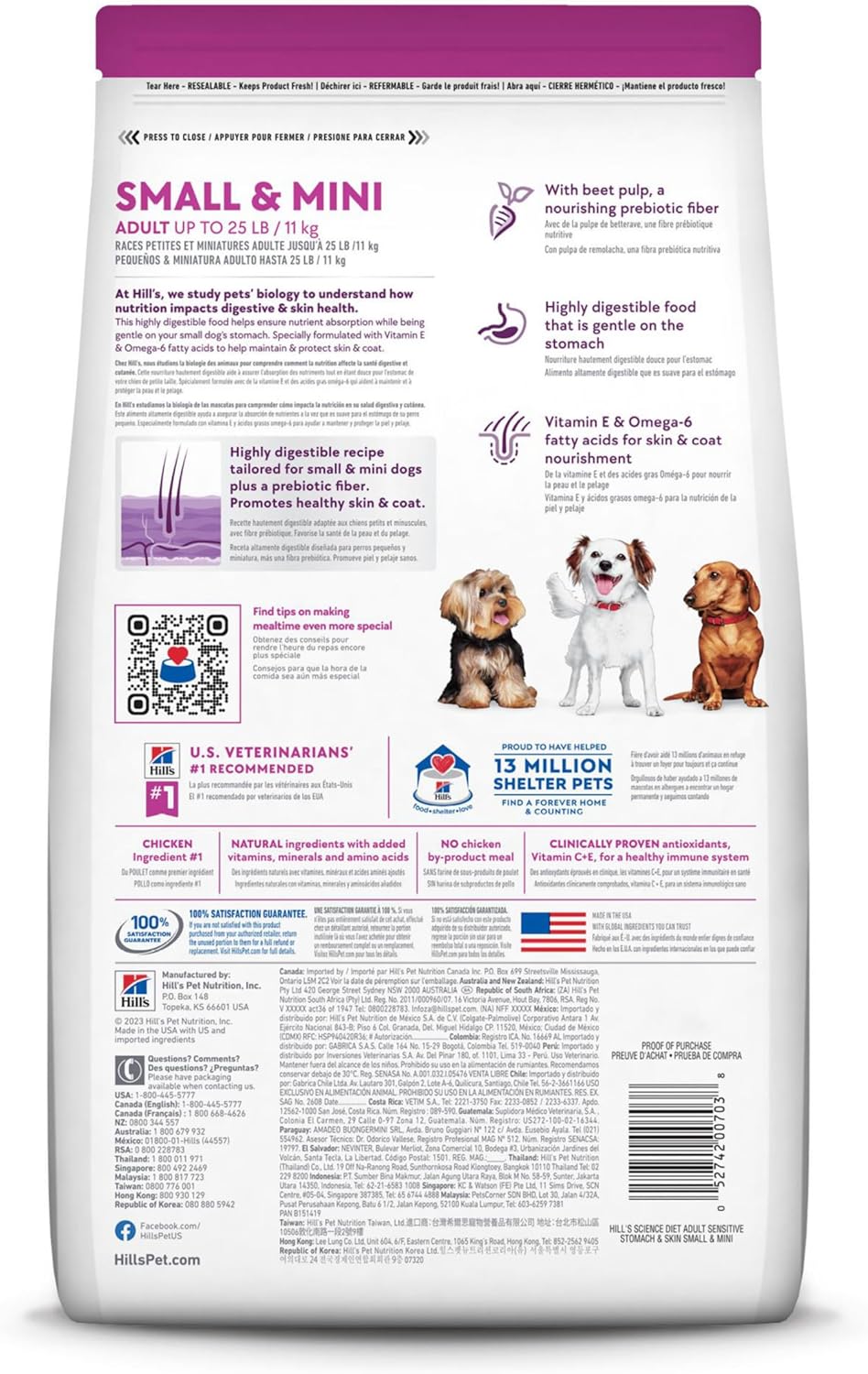 Hill's Science Diet Sensitive Stomach and Skin Adult, Small and Mini, Chicken Recipe, Dry Dog Food, 1.81kg Bag