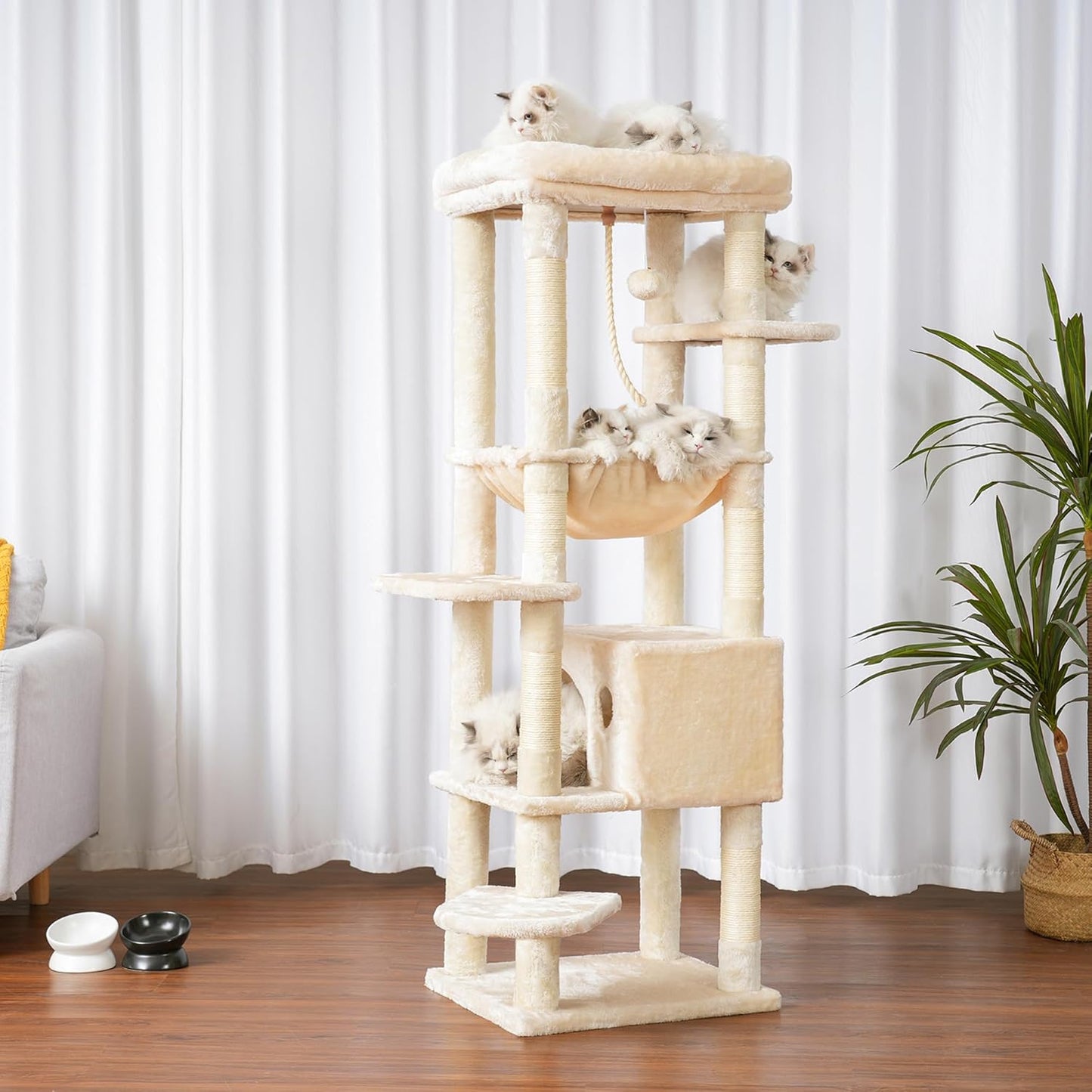 Heybly Cat Tree for Large Cats 20 lbs Heavy Duty,60 inches XXL