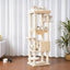 Heybly HCT050M Beige Cat Scratching Post with Blankets for Large Cat Scratching Post Large Platforms Cave 50 x 50 x 153cm