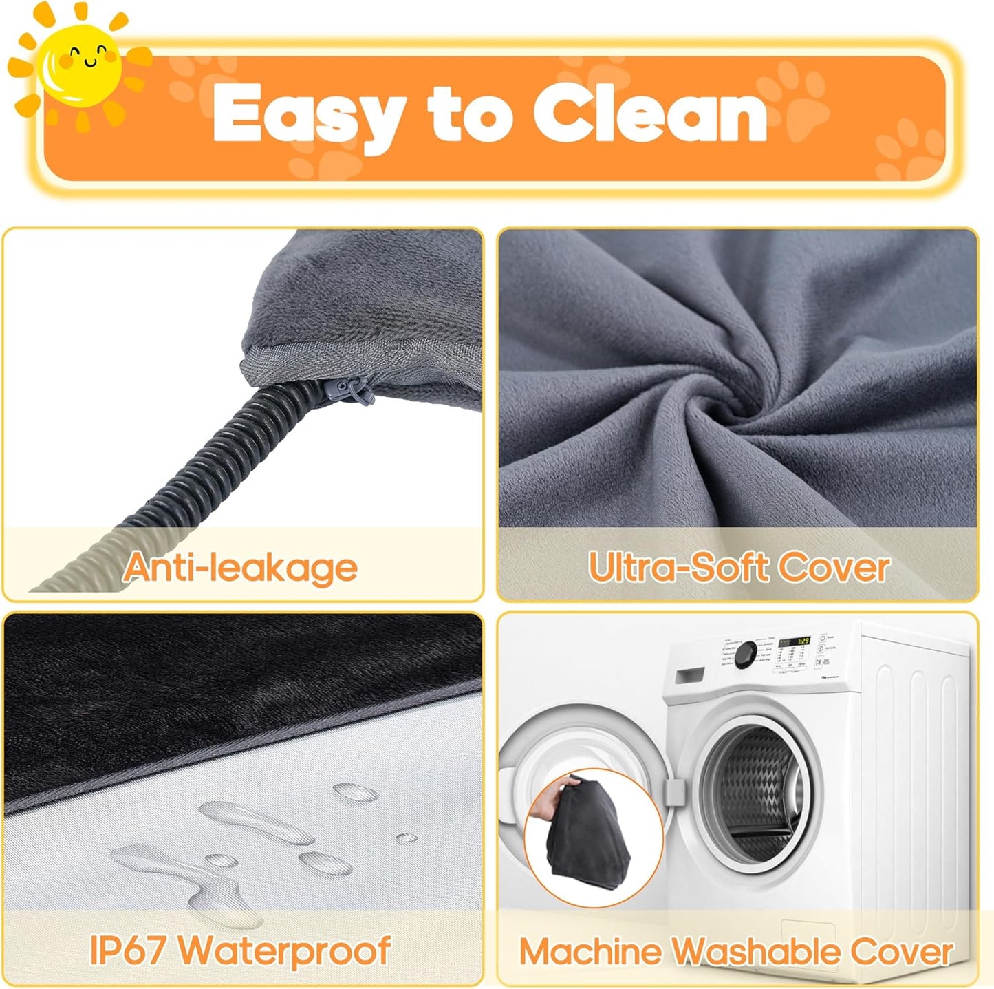 Pet Heating Pad for Dogs & Cats XL 60x90cm – 9 Adjustable Temperature Levels (35–55℃) & 14 Timer Settings (0–12H/24H), Electric Heated Pet Mat with Chew-Resistant 1.8m Cord,2 Washable Covers