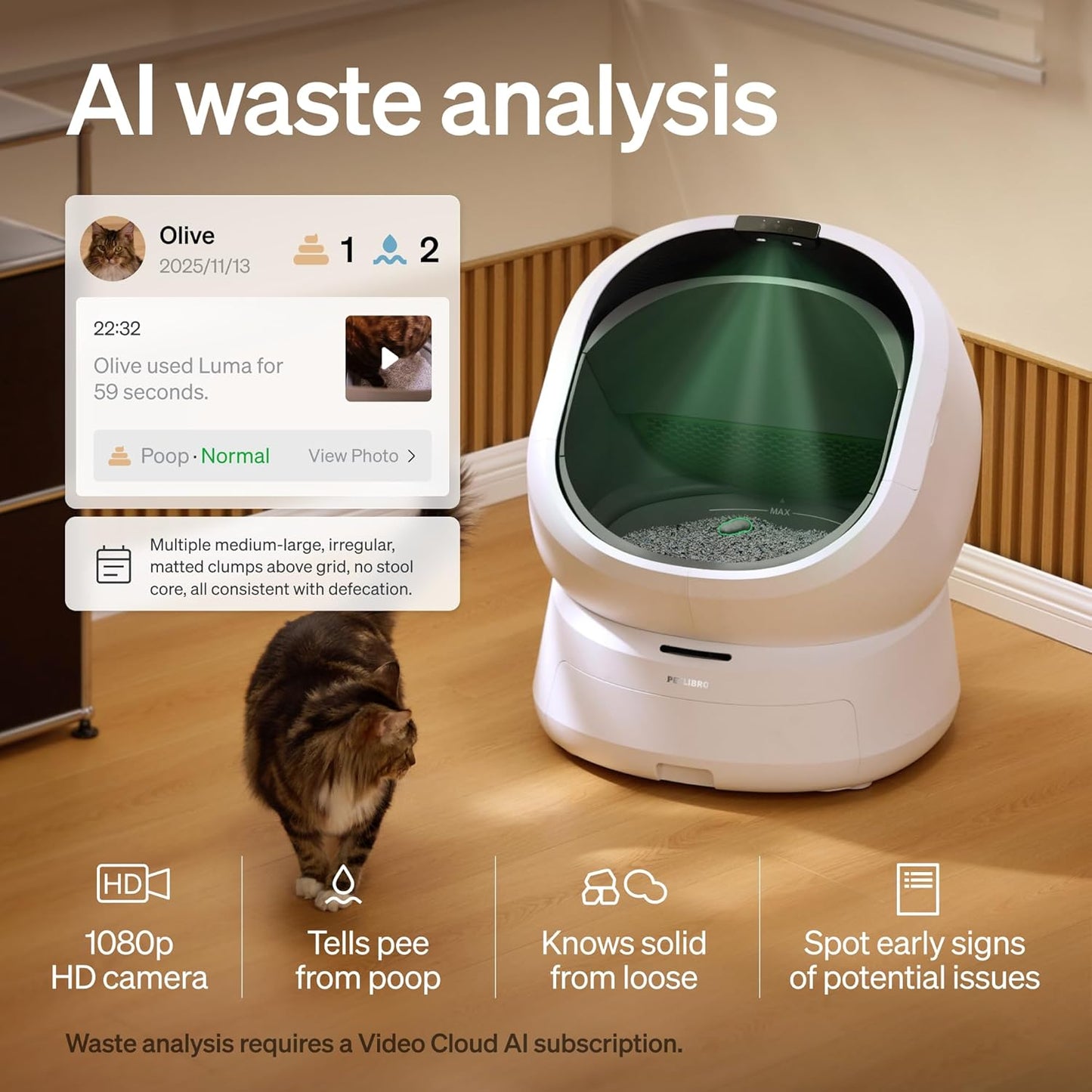 PETLIBRO Automatic Litter Box with AI-Camera Waste Analysis, Auto Odor-Control Self Cleaning Litter Box