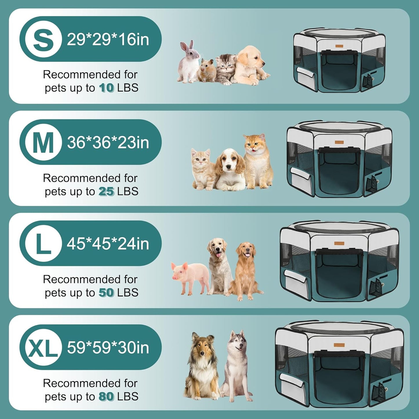 Dog Playpen, Portable Pet Play Pen for Cat, Puppies, Rabbits, Chickens, Foldable Large
