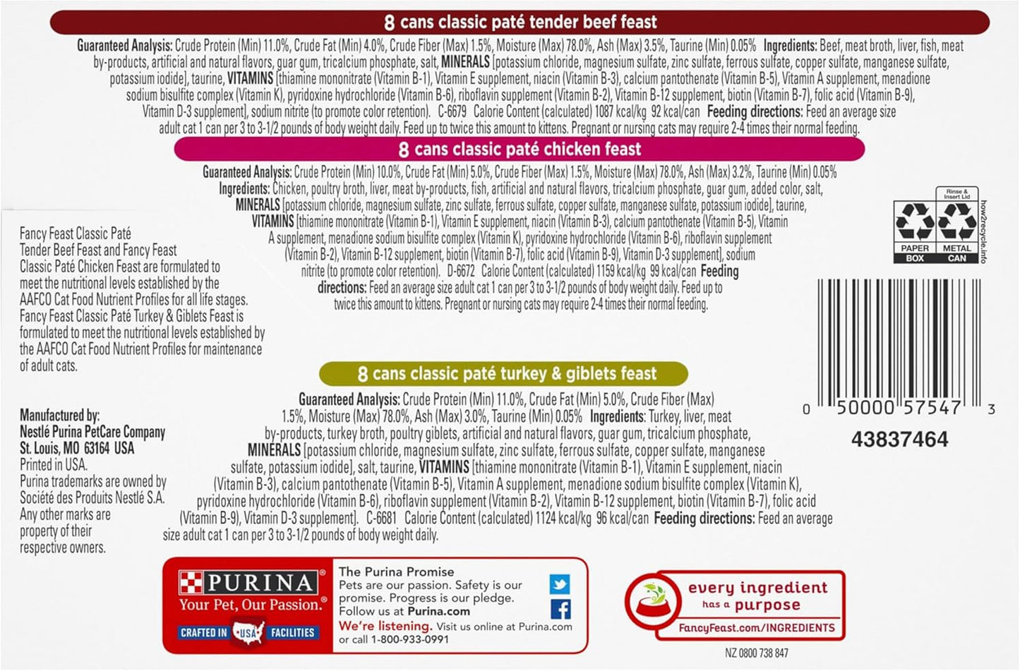 Fancy Feast Poultry and Beef Paté Wet Cat Food, 85 g (Pack of 24)
