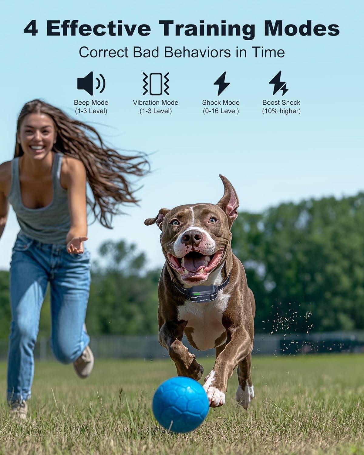 Jugbow Dog Shock Collar - 4200FT Dog Training Collar with Remote for 5-120lbs Small Medium Large Dogs