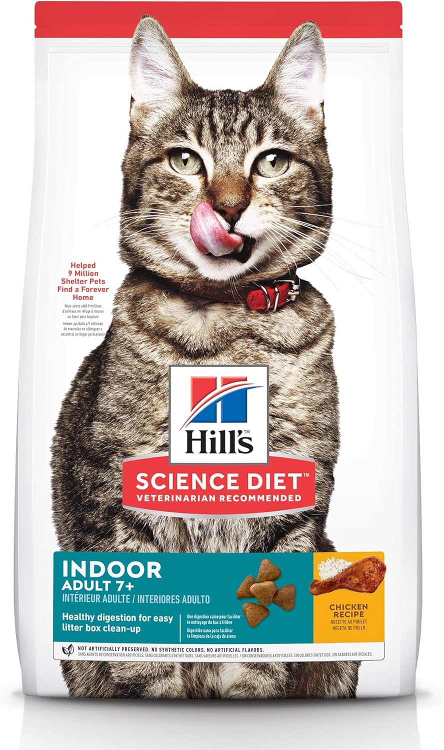 Hill's Science Diet Senior Adult 7+ Indoor, Chicken Recipe, Dry Cat Food for Older Cats, 3.17kg Bag