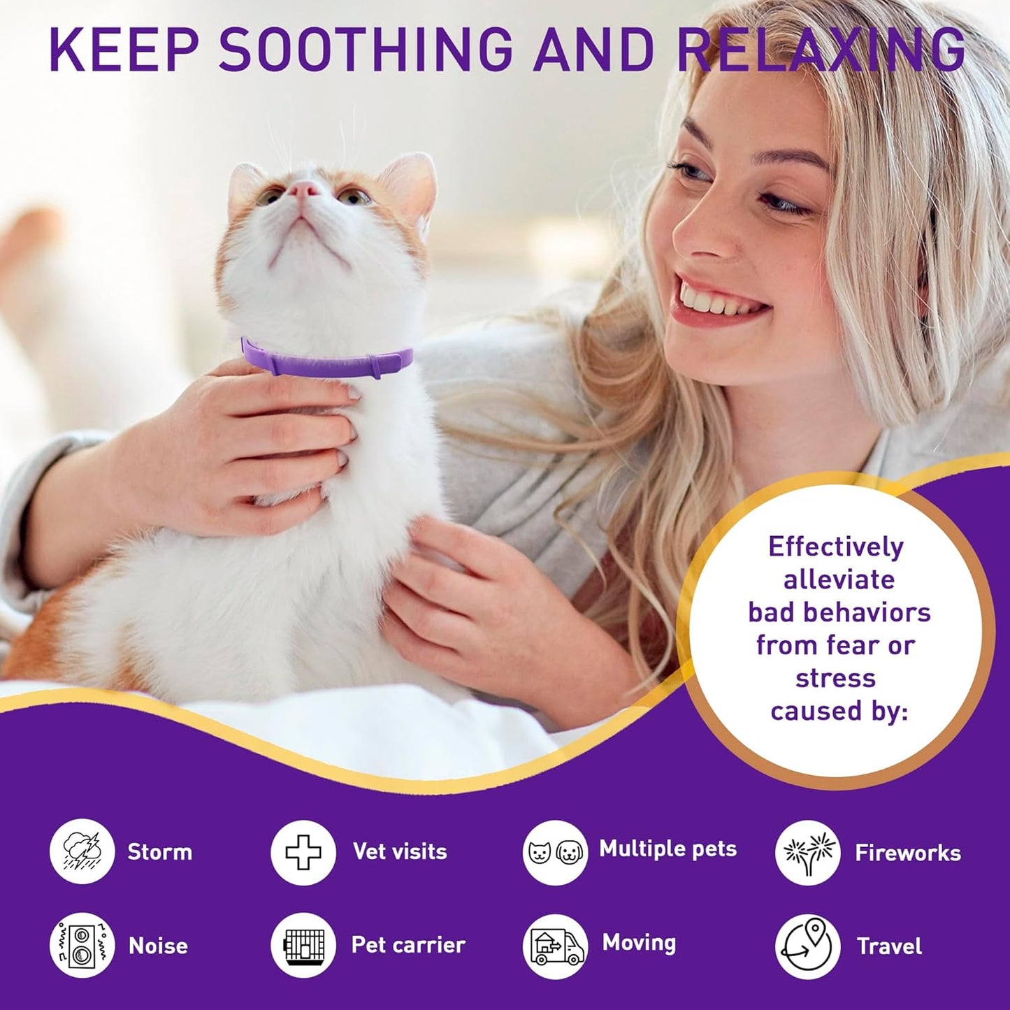 4 Pack Calming Collar for Cats – Pheromone Cat Calming Collar Cat Anxiety Relief and Stress – Adjustable Water Resistant Breakaway Calming Collars Natural Ingredients Pheromones Rapid Effect