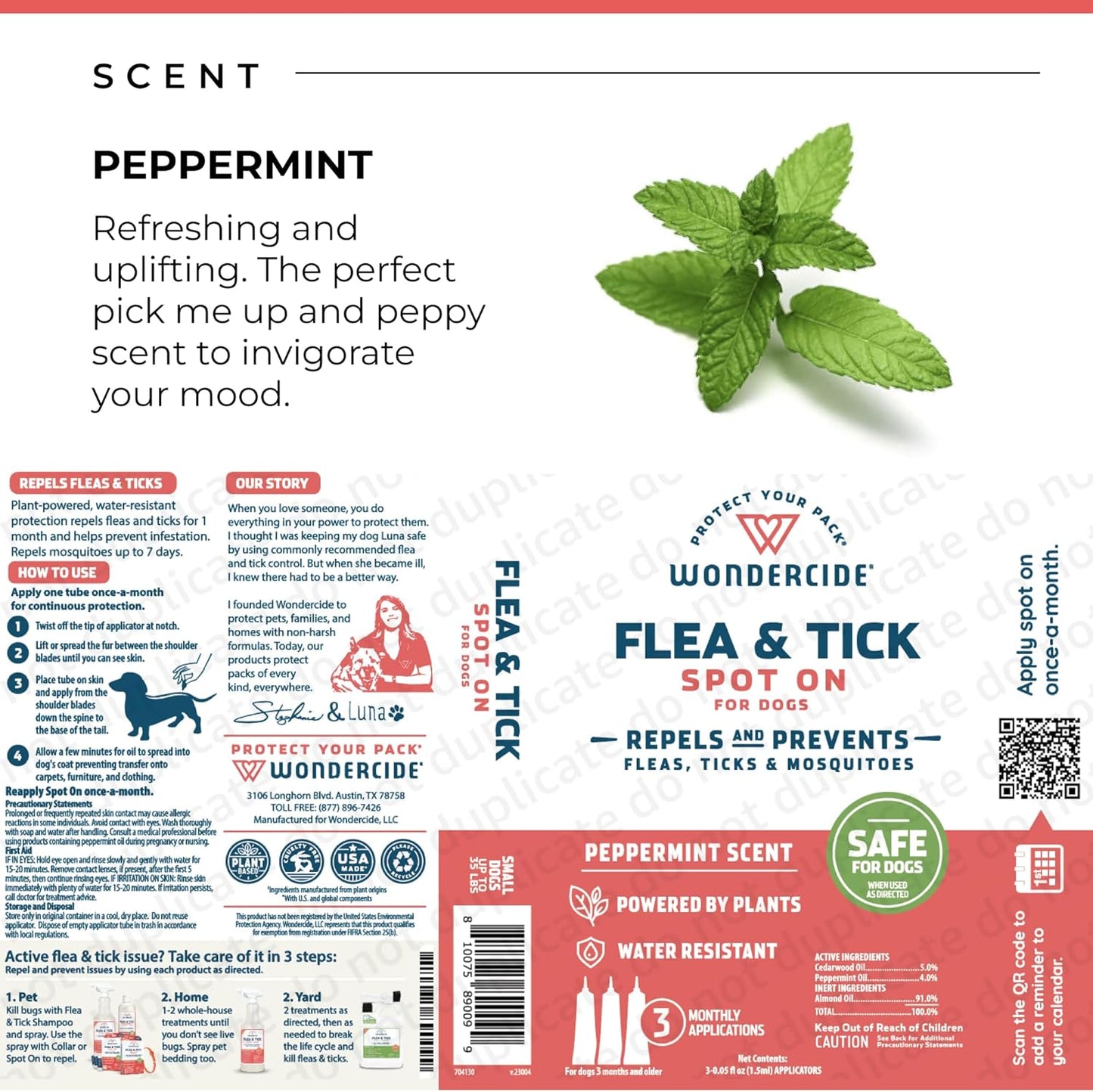 Wondercide - Flea & Tick Dog Spot On - Flea, Tick, and Mosquito Repellent- Small 3 Tubes of 0.05 oz
