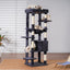 Heybly HCT050G Cat Scratching Post with Blankets for Large Cat Tree Large Platforms Cave 50 x 50 x 153cm Smoke Grey