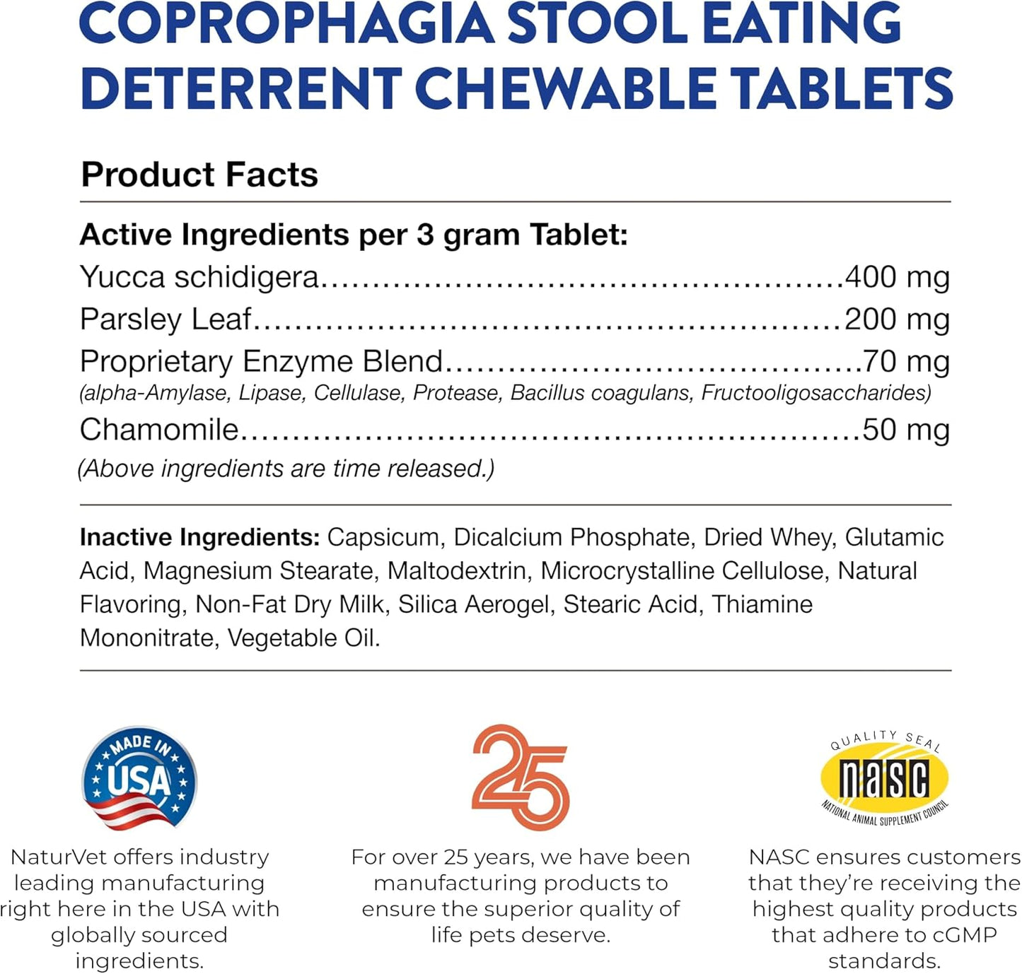 NaturVet Coprophagia Deterrent Tablets, 130 Pills