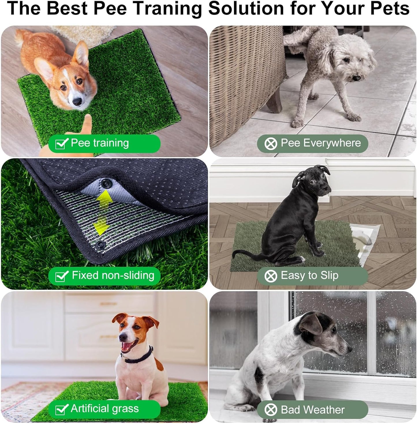 Pee Pads for Dogs with Fake Grass, 27" x 21"