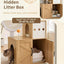 Heybly Cat Tree with Litter Box Enclosure, Modern 162cm Hidden Cat Tower for Indoor Cats,White Oak