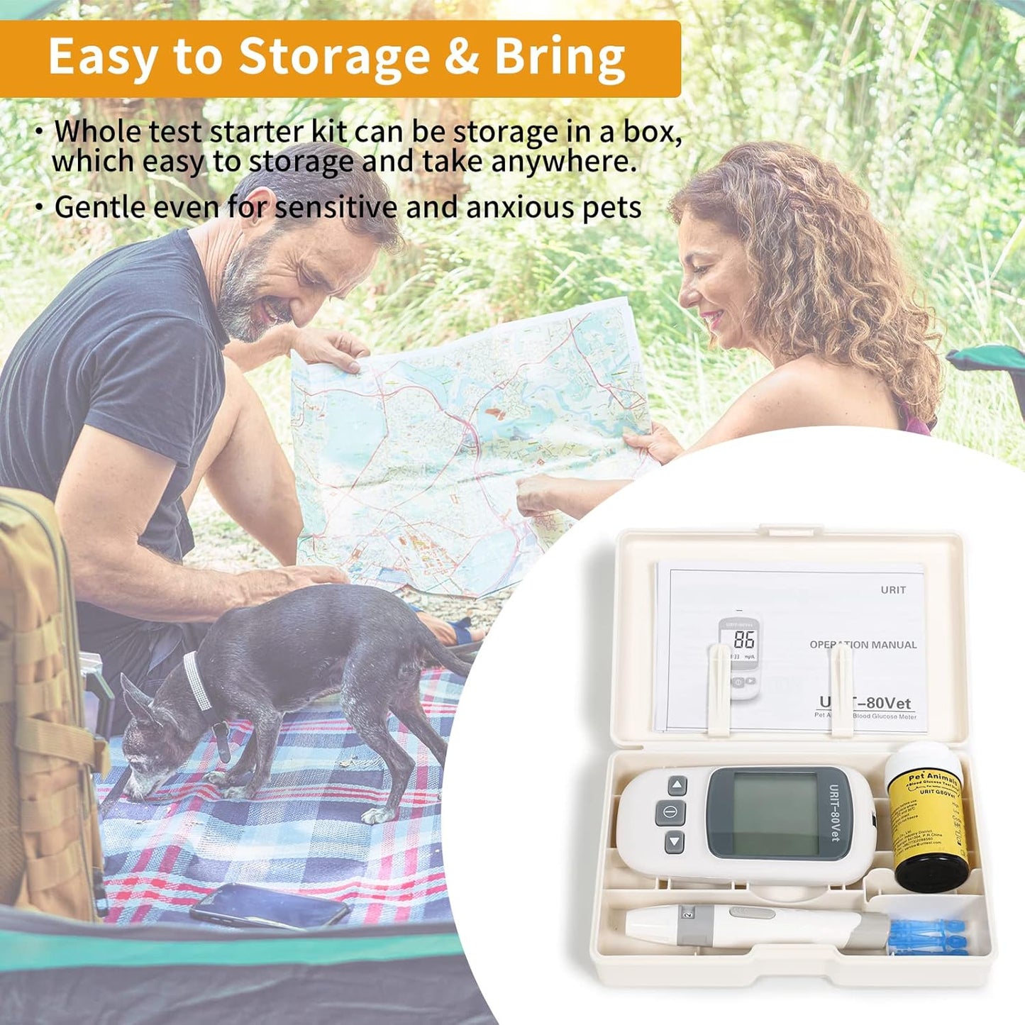 Pet Glucose Meter with 50 Test Strips, Dog/Cat Glucose Monitor Kit, Glucose Monitoring System for Dog/Cat Diabetes