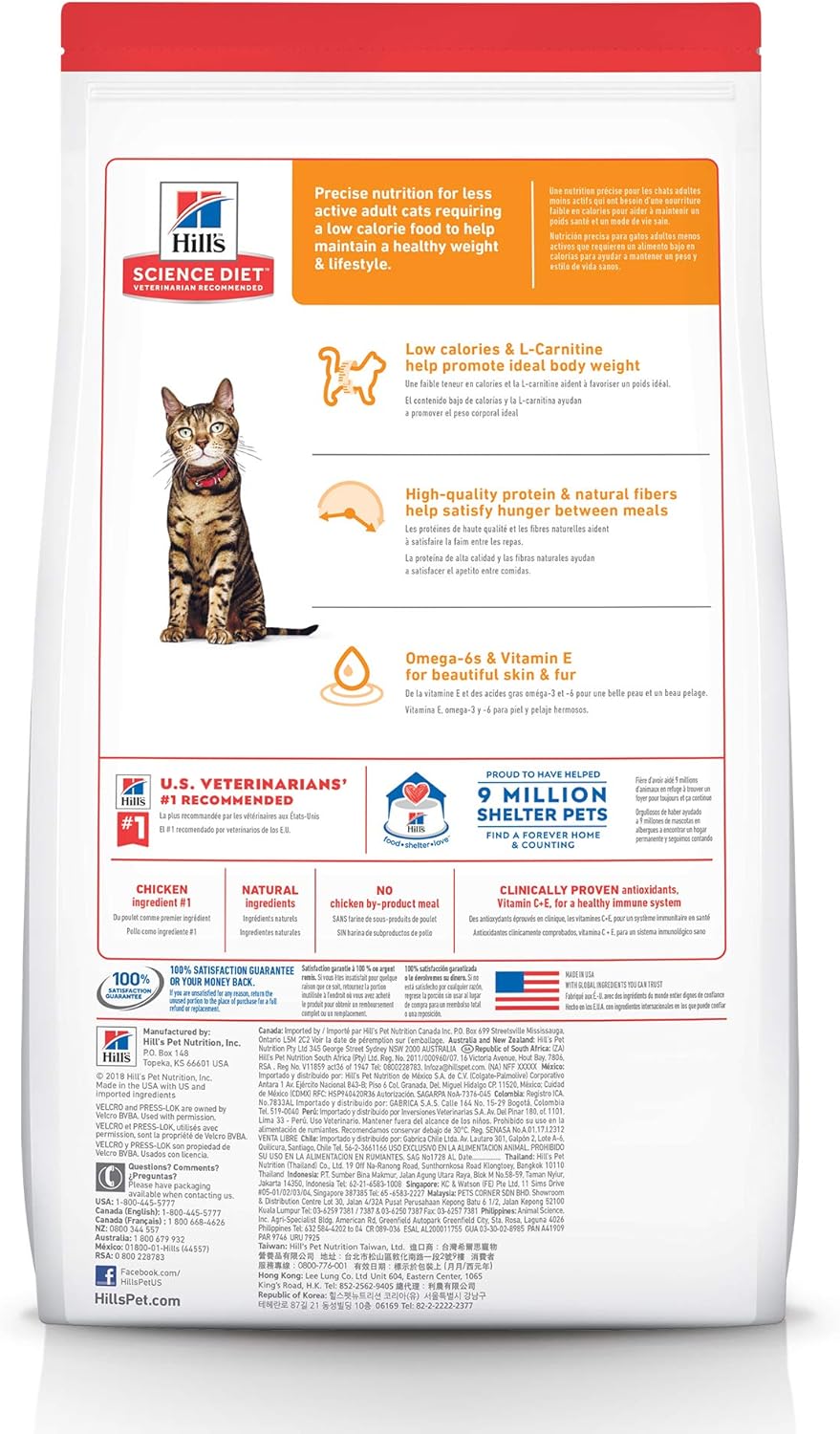 Hill's Science Diet Adult Light Chicken Recipe Dry Cat Food 2kg Bag