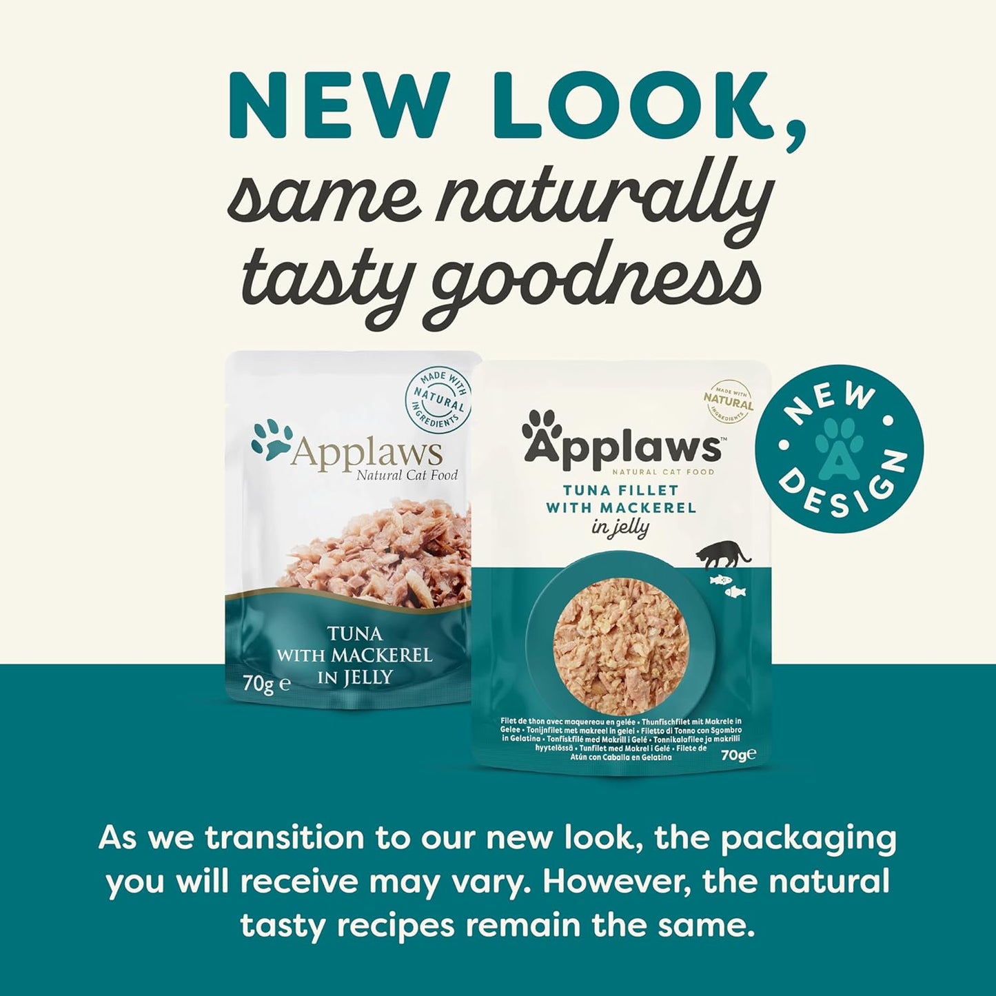 Applaws 100% Natural Wet Cat Food Tuna Fillet with Mackerel in Jelly (Pack of 16)