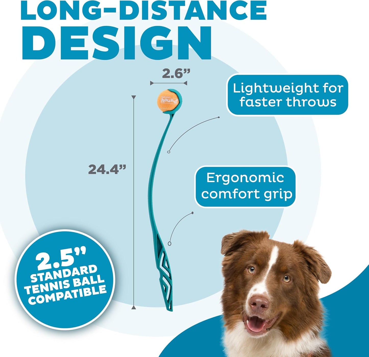 A Ball Dog Ball Launcher with Ergonomic Handle, Interactive Fetch Toy, Comfort Grip, Long-Distance Play, Slobber-Free Pickup