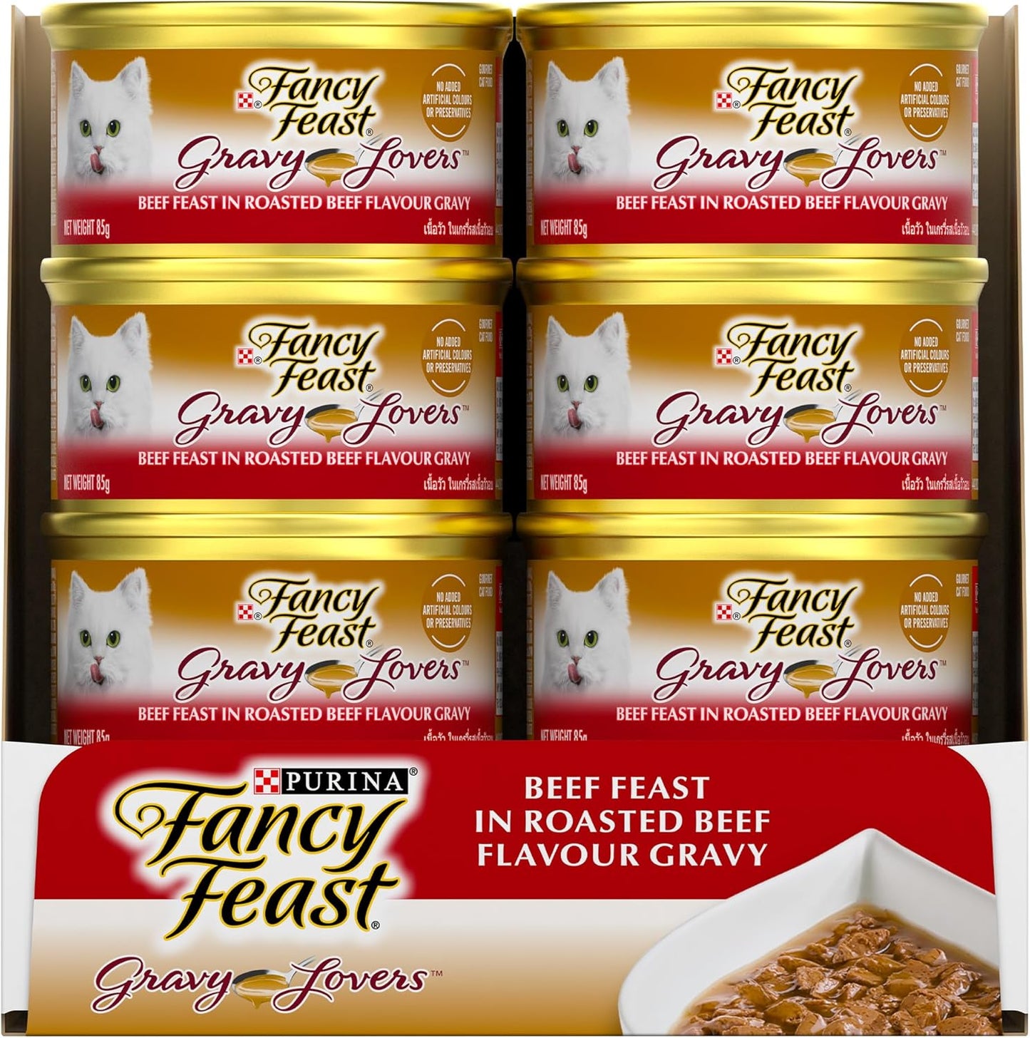 Fancy Feast Gravy Lovers Adult Wet Cat Food Roasted Beef in Gravy 24x85g
