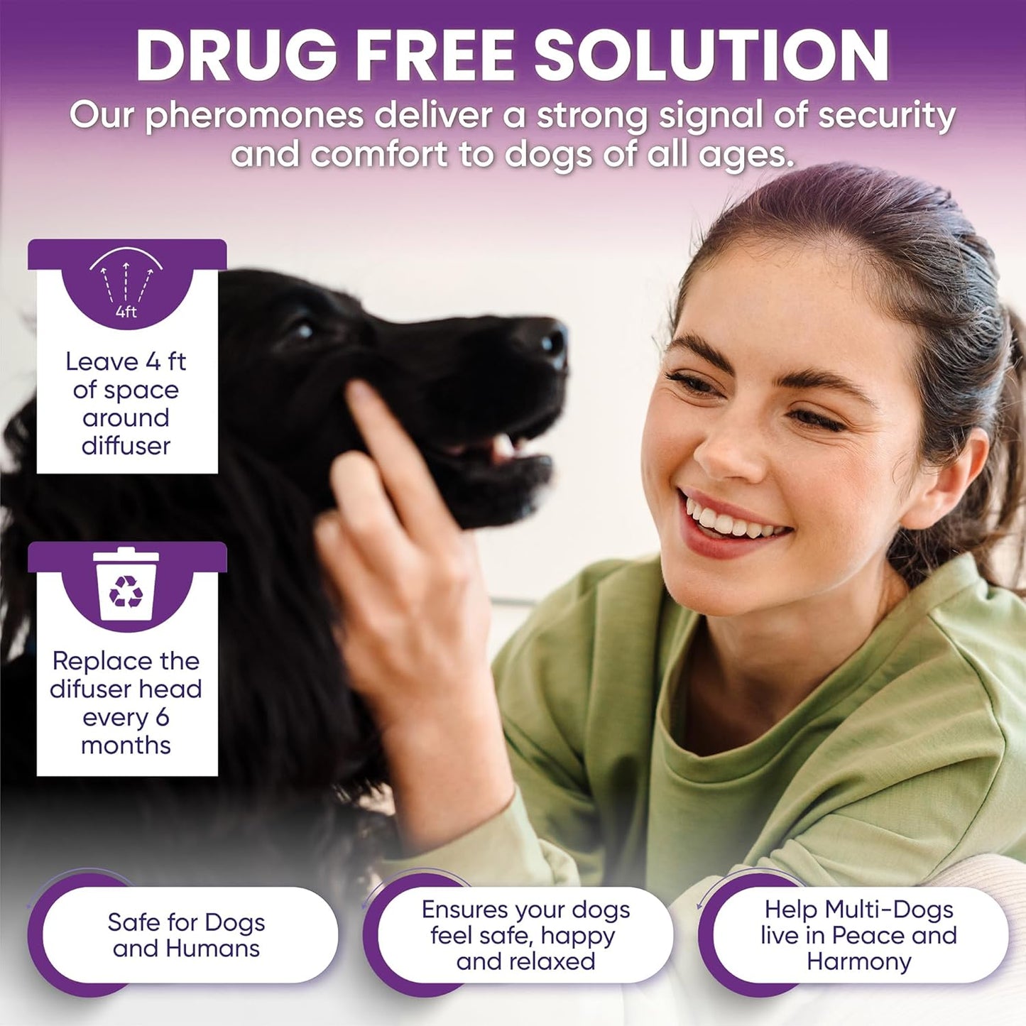 Pheromone Diffuser for Dogs: Premium Dog Calming Diffuser 2 Pack (Purple)