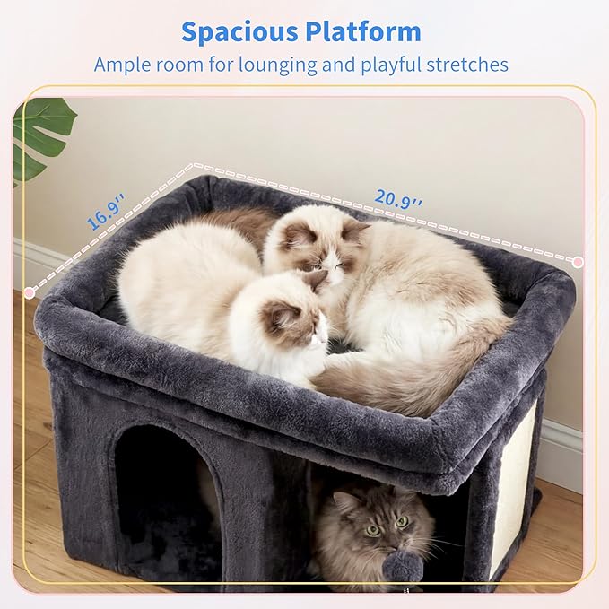 Heybly Cat Tree, 14 inch Cat Tower with Large Perch Bed and Cat Condo for Indoor Cats