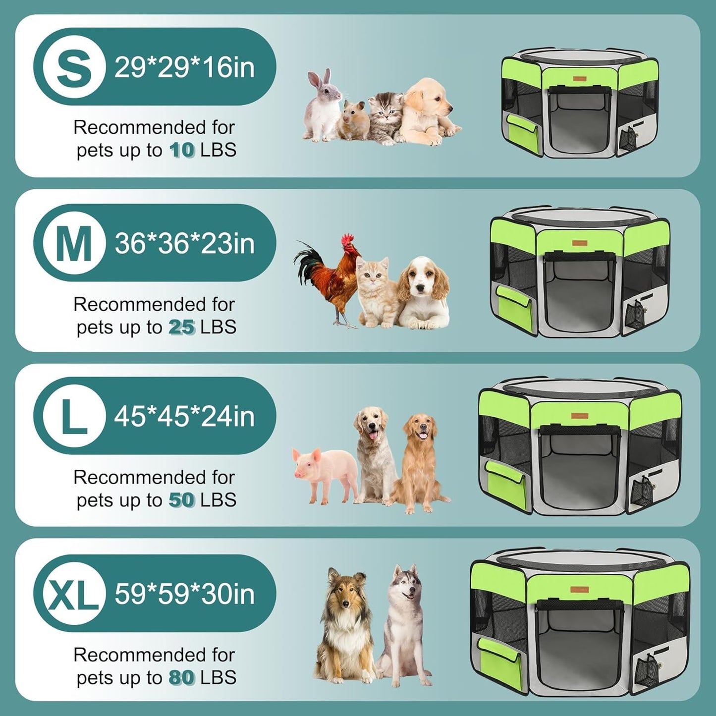 Dog Playpen, Portable Pet Play Pen for Cat, Puppies, Rabbits, Chickens, Foldable Large-Capacity