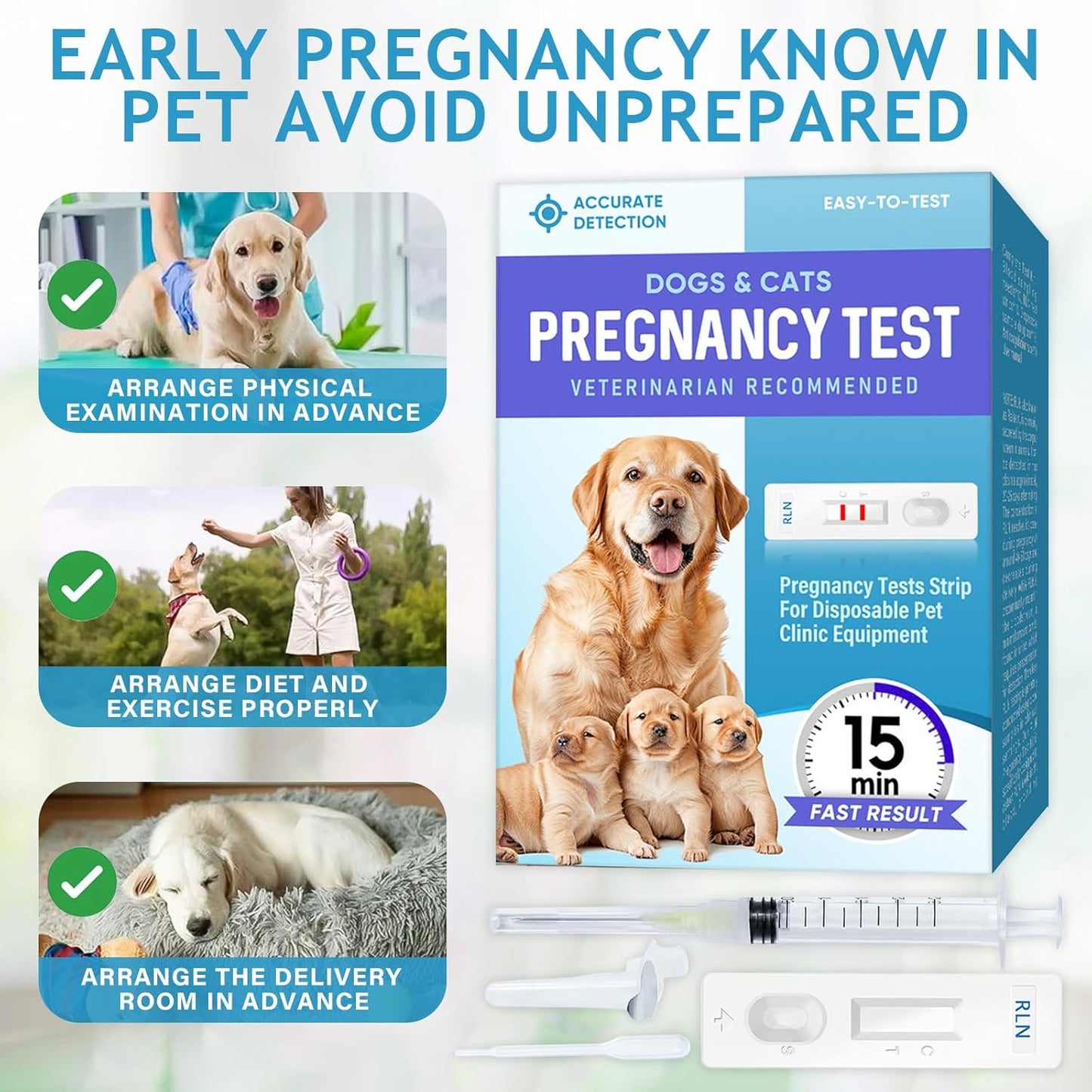 Dog Pregnancy Test Kit – Quick & Easy Detection Strips for Dogs & Cats