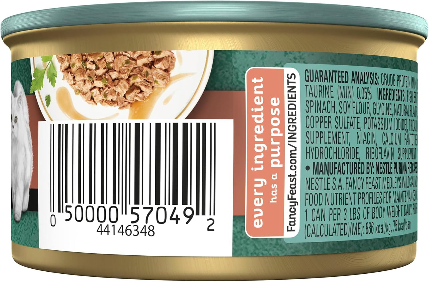 Fancy Feast Medleys Adult Wet Cat Food Wild Salmon Florentine with Garden Greens in Sauce 24x85g