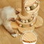 Cat Scratching Post for Kittens, 4 in 1 Wooden Cat Scratcher Toy, 17.7" Tall Scratch Post with 2 Level Cat Track Balls, Interactive Feather Toy and 2 Sisal Hanging Balls for Indoor Kittens