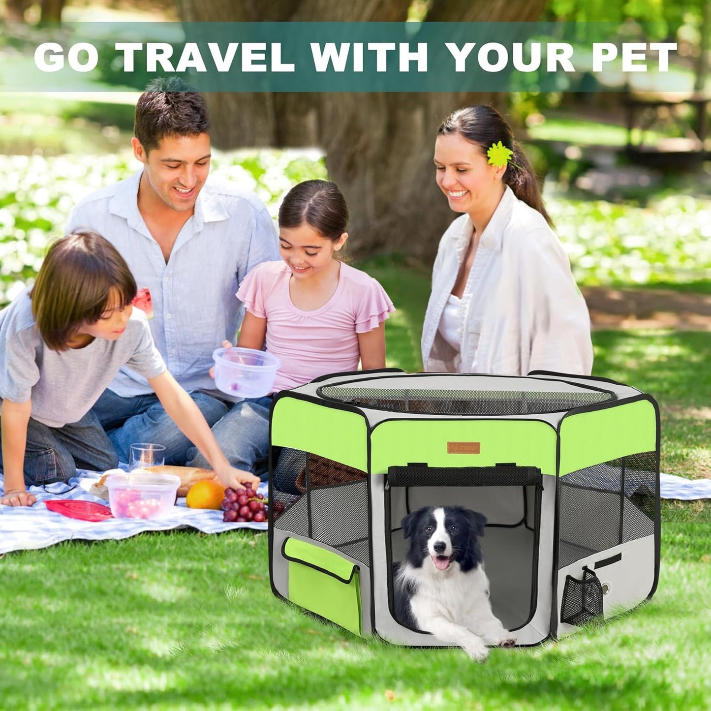 Dog Playpen, Portable Pet Play Pen for Cat, Puppies, Rabbits, Chickens, Foldable Large-Capacity