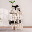 Heybly Wood Cat Tree for Indoor Cats, Cat Condo for Large Cats with Self Groomer
