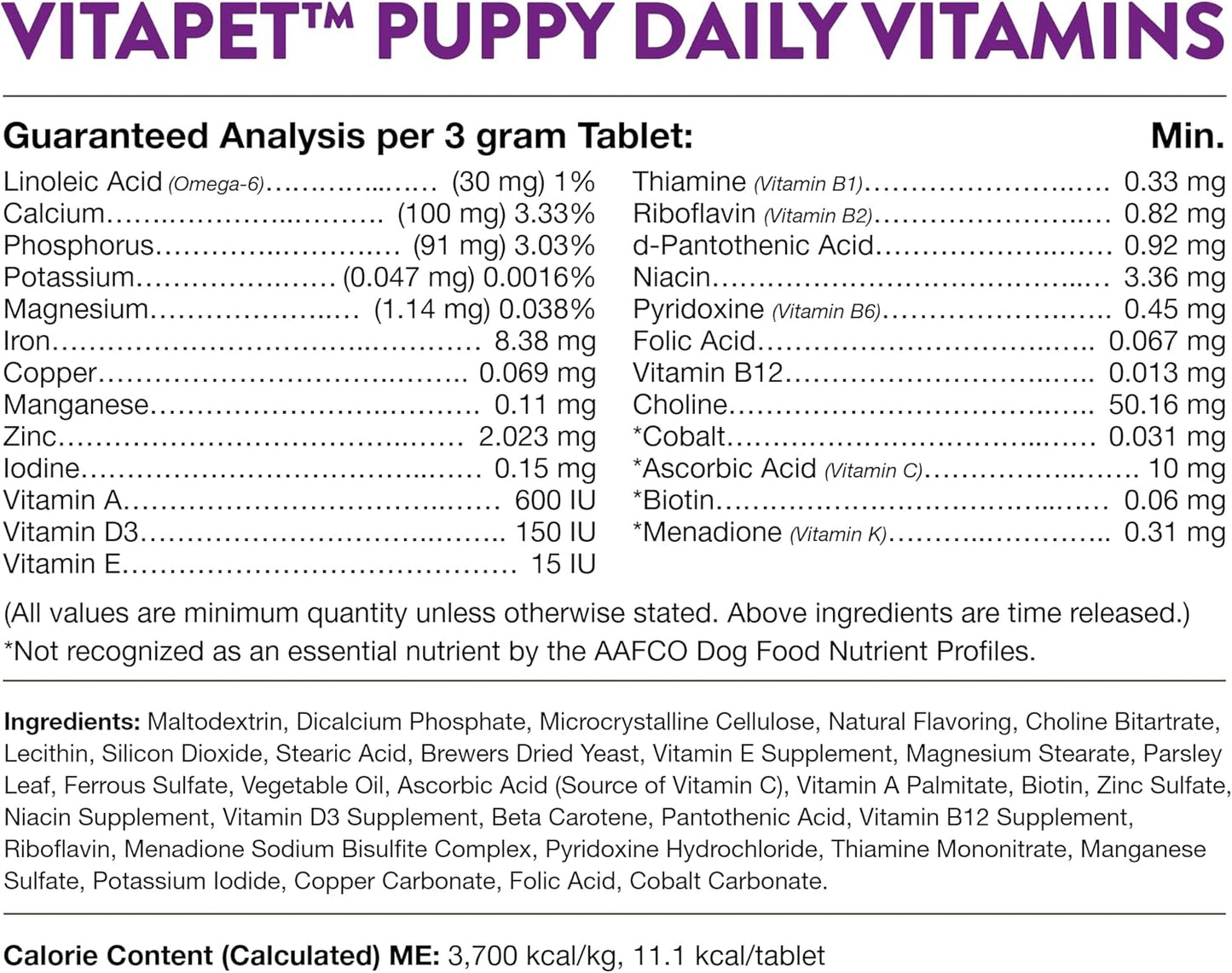 NaturVet Vita Time Release Pet Puppy Tablets, 60 Pills