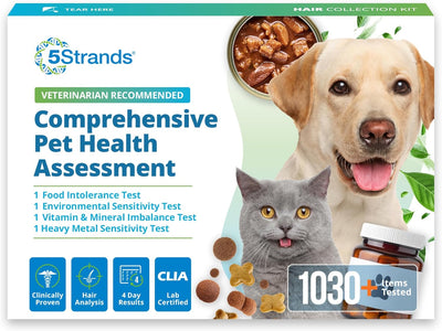 5Strands Pet Food Intolerance, Environmental & Heavy Metal Sensitivity, and Nutritional Imbalance Test, 1036 Items Tested, Cat & Dog Gut Health Test for All Breeds & Ages, Results in 4 Days