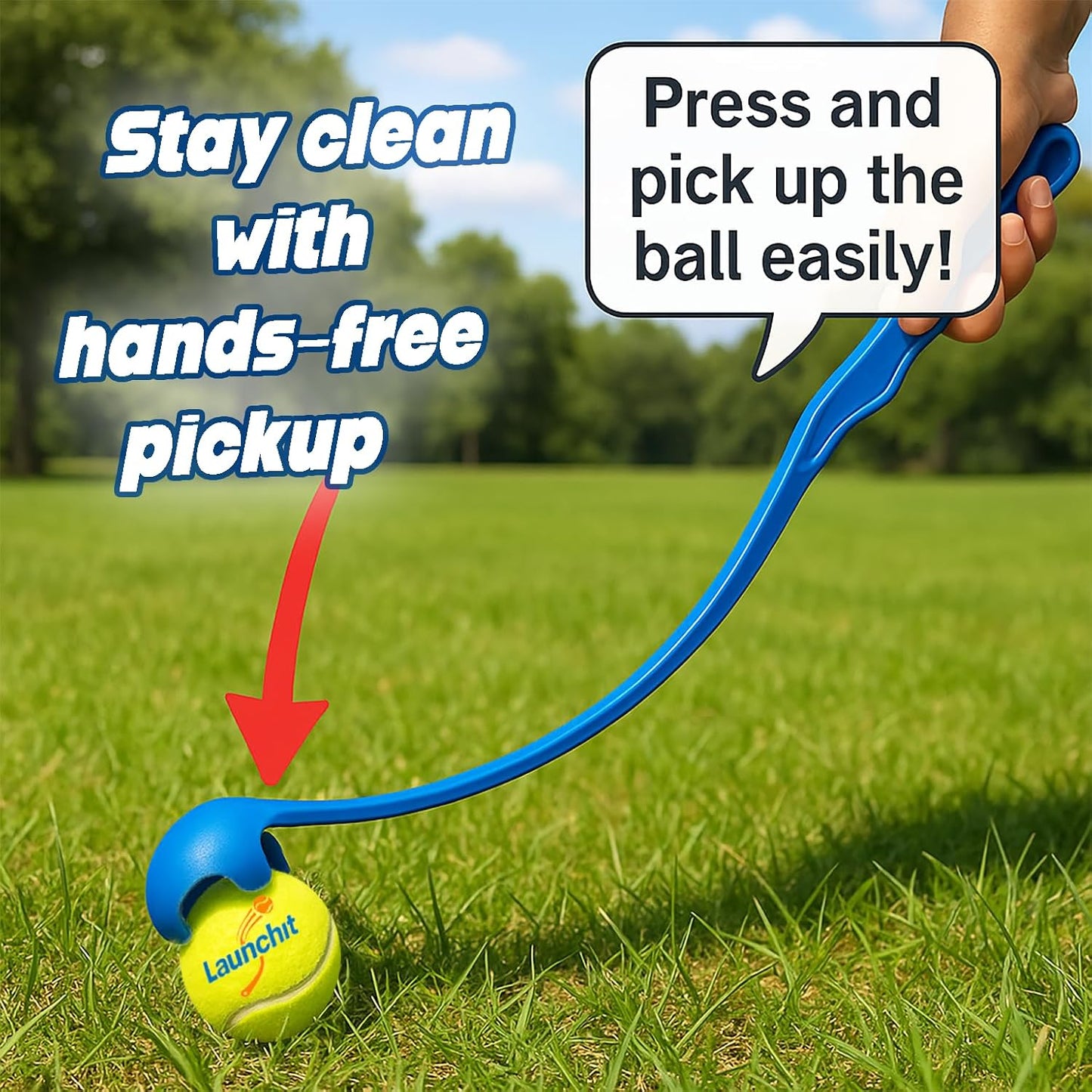 Dog Ball Thrower Launcher, Tennis Ball Launcher, for Small Large Dogs Compact Design 13.8" Stick with Medium 2.5" Red