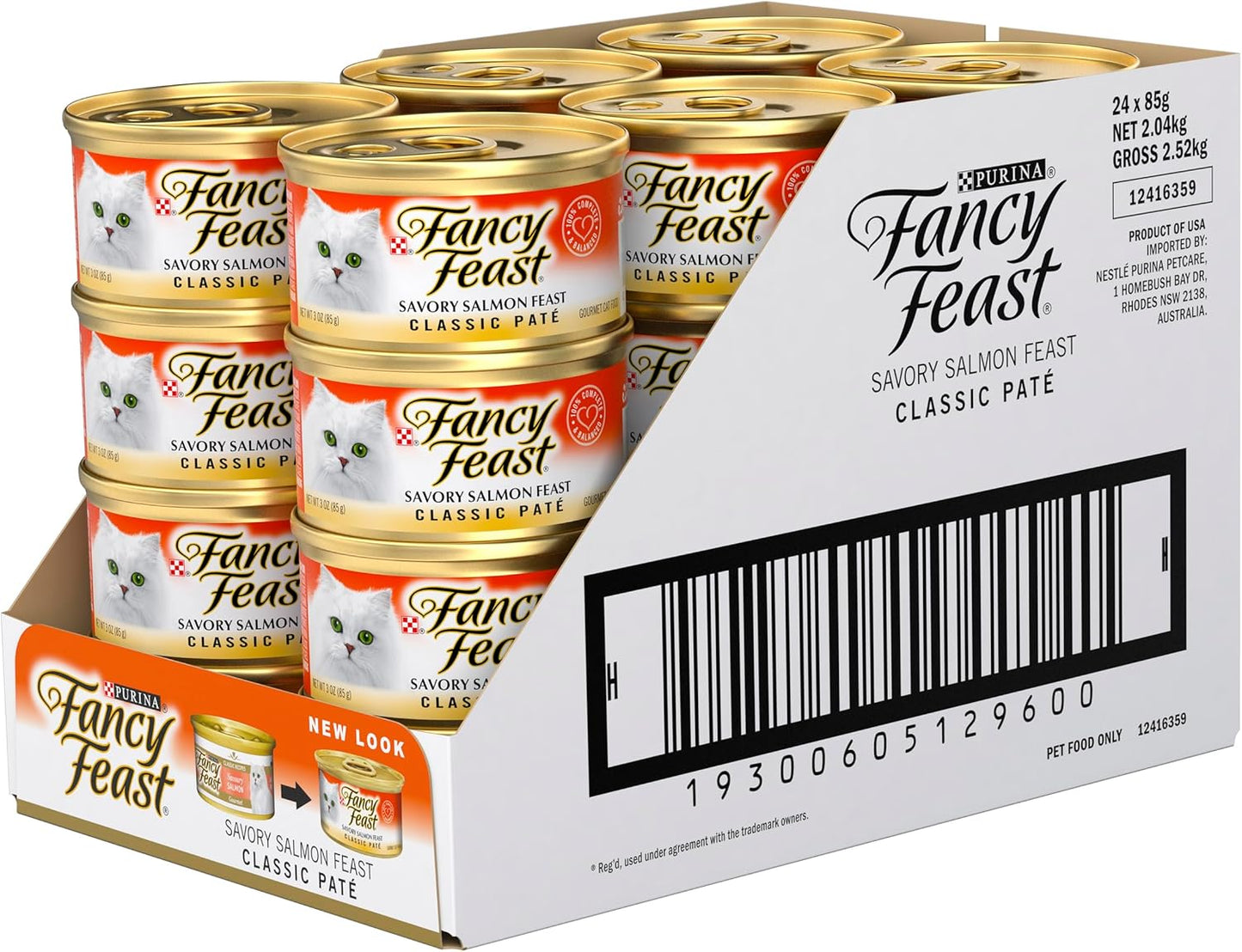 FANCY FEAST Adult Savoury Salmon Pate Wet Cat Food 24x85g