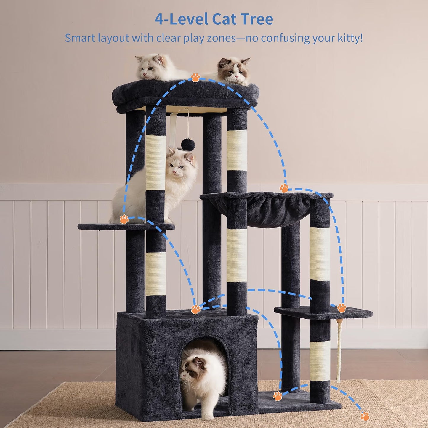Heybly Heavy Duty Cat Tree with Large Base for Large Indoor Cats